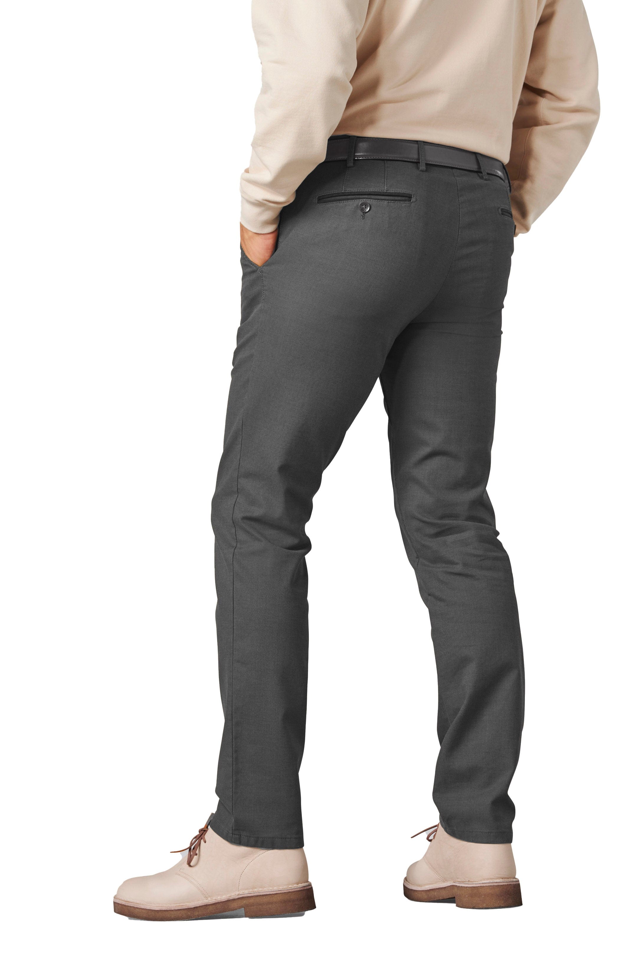 New York Two Tone Cotton Stretch Chinos - Grey - Image 2