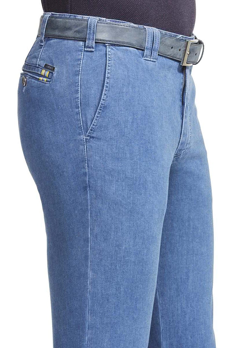 Oslo Coolmax Stretch Waist Denim Trousers - Light Blue - Image 3