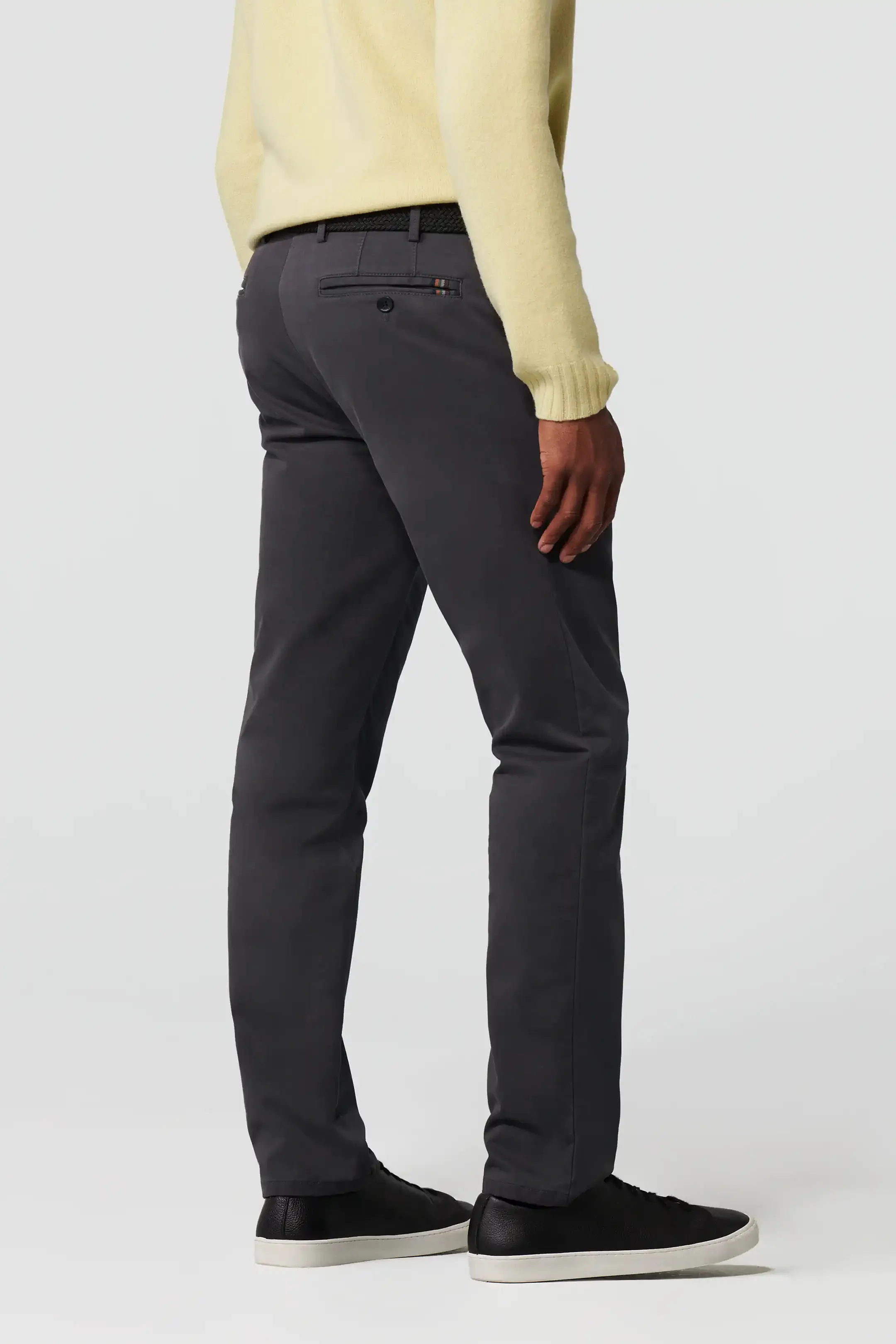 Oslo Cotton Stretch Waist Chinos - Charcoal - Image 2