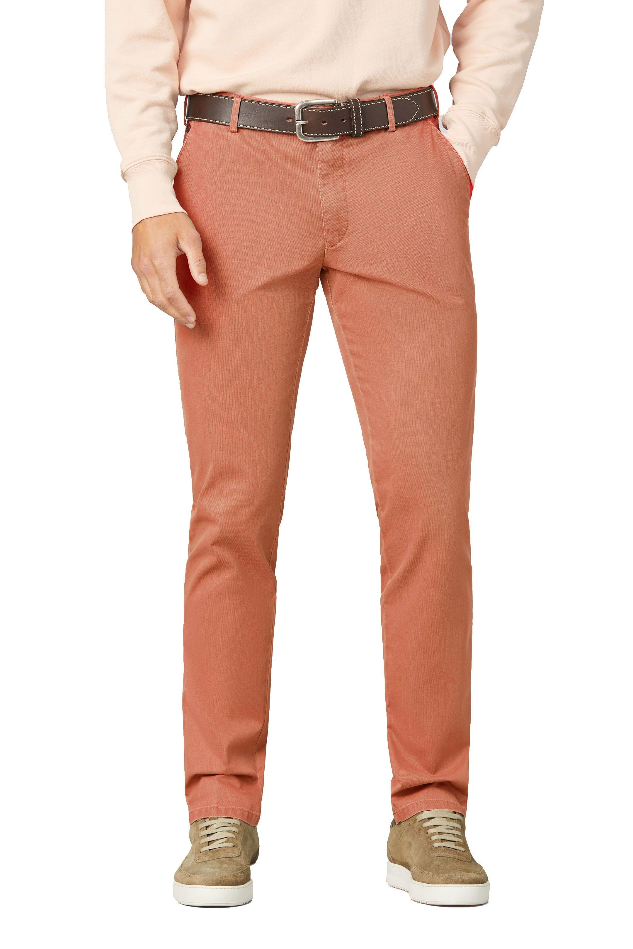 Oslo Cotton Stretch Waist Twill Chinos - Brick