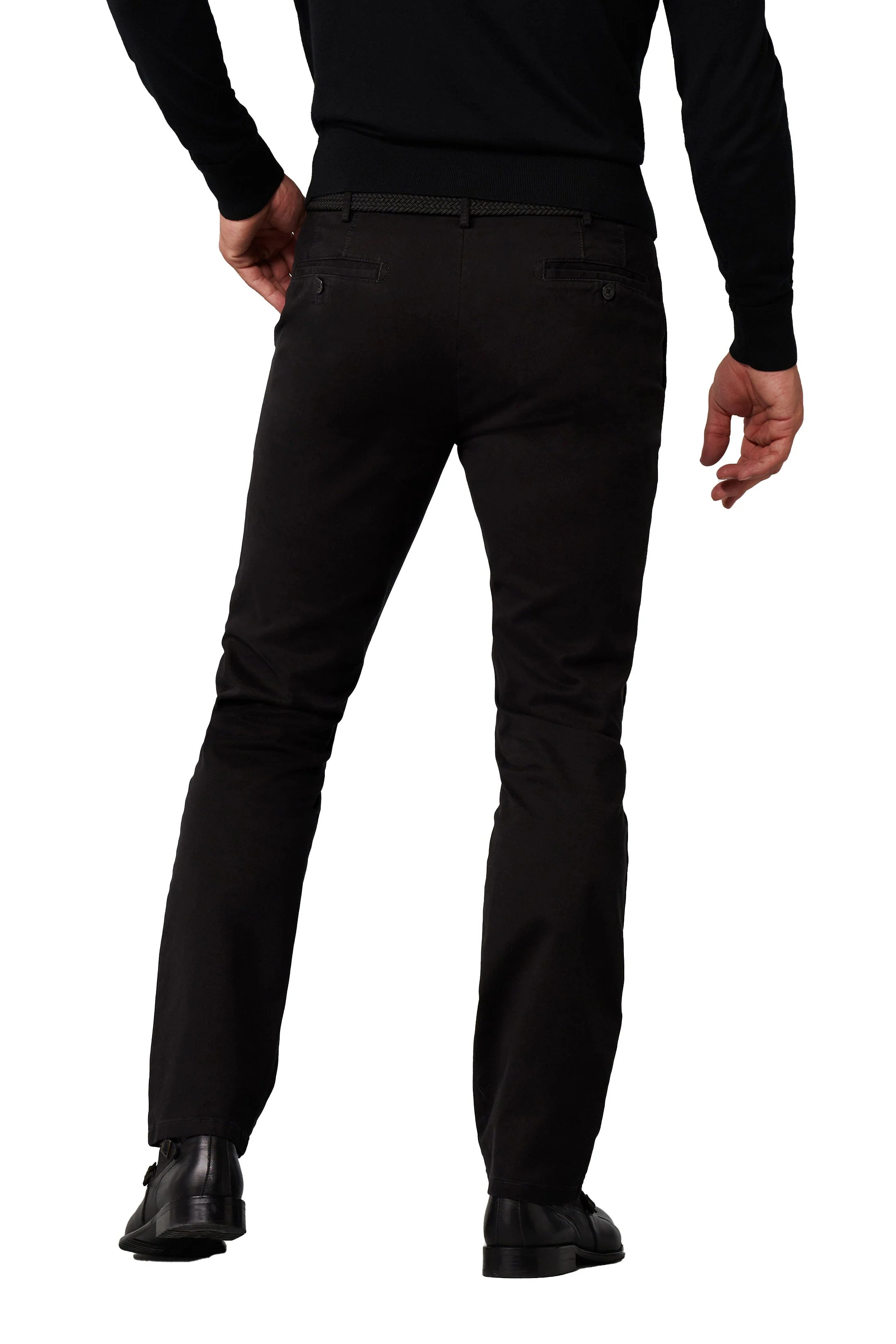 Roma Cotton Stretch Regular Chinos - Black - Image 2