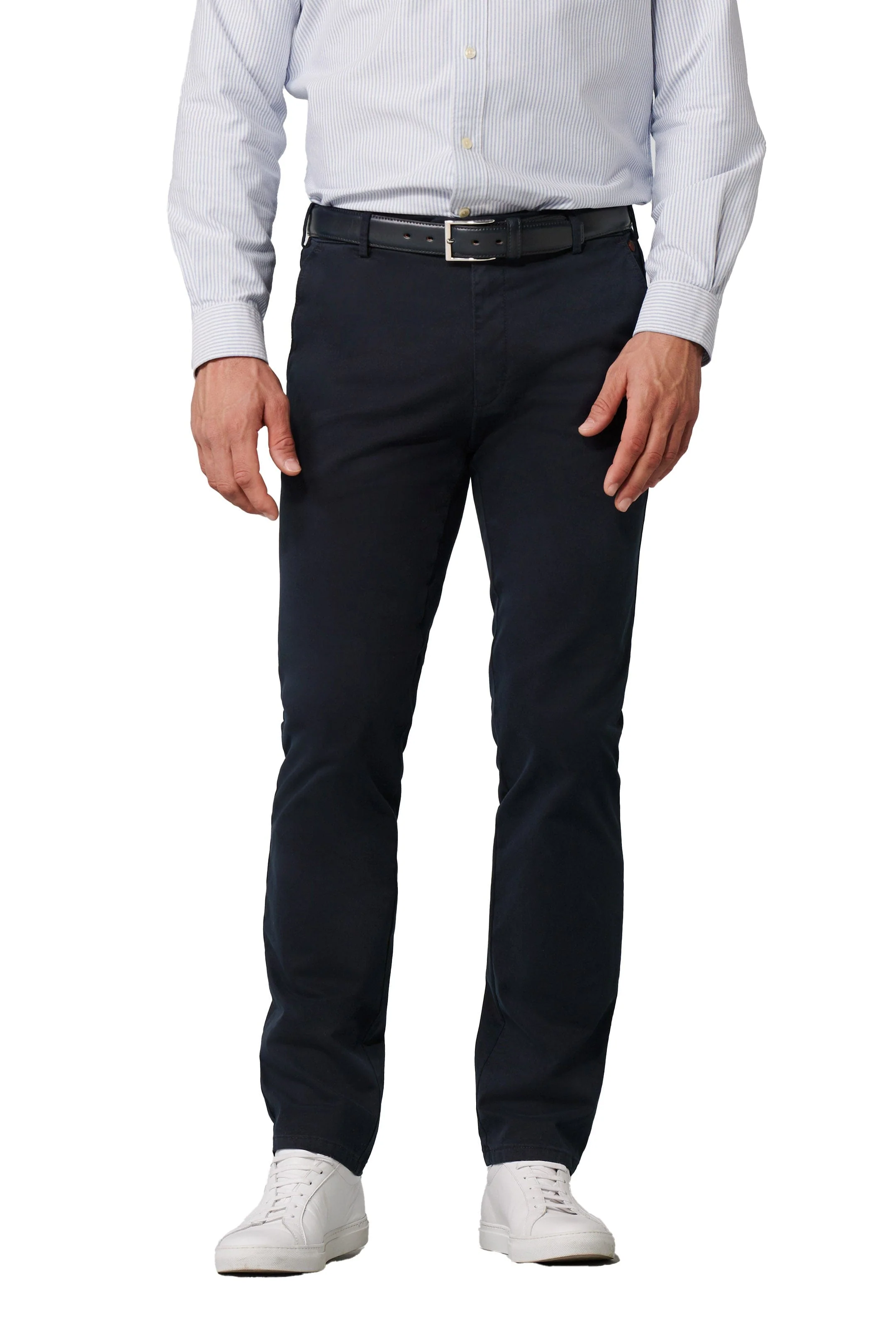 Roma Cotton Stretch Regular Chinos - Navy