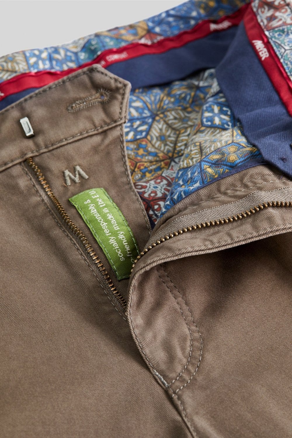 Roma Cotton Stretch Regular Chinos - Stone - Image 4