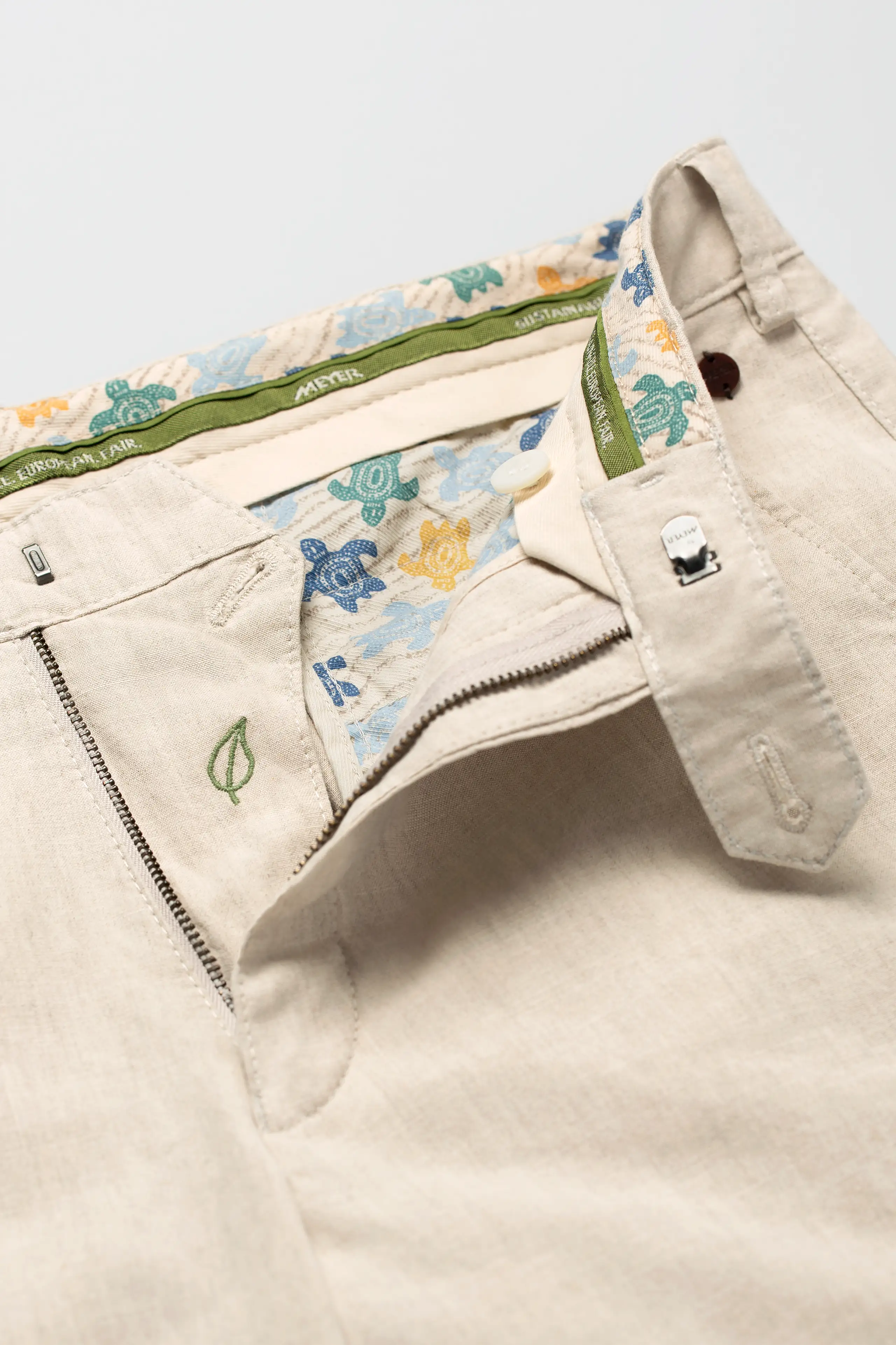Roma Linen/Cotton Stretch Trouser - Beige - Image 2