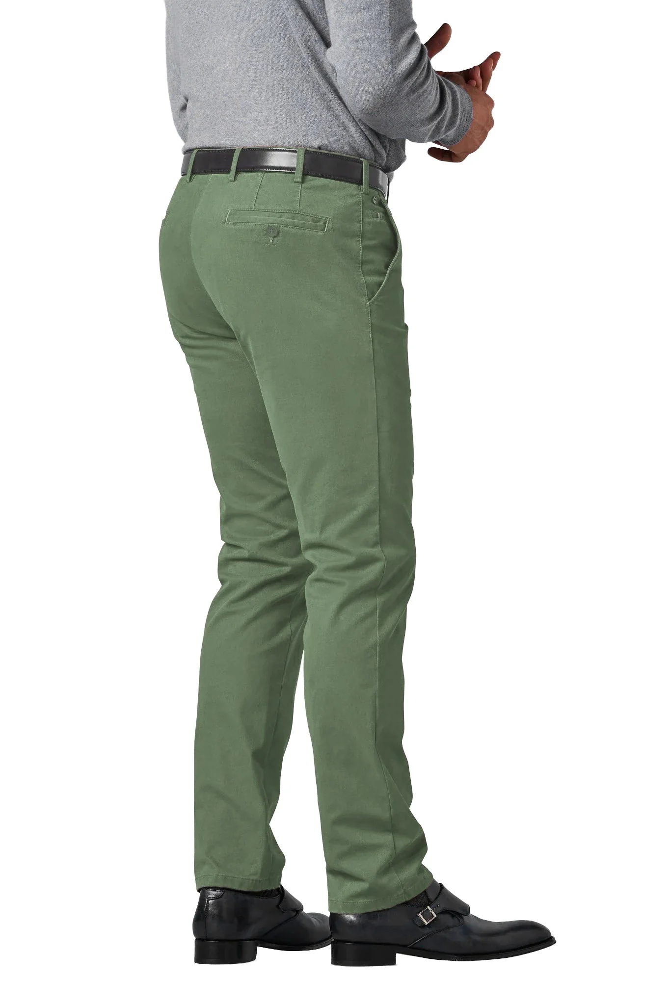 Roma Stretch Ultrasoft Twill Trousers - Fern Green - Image 2