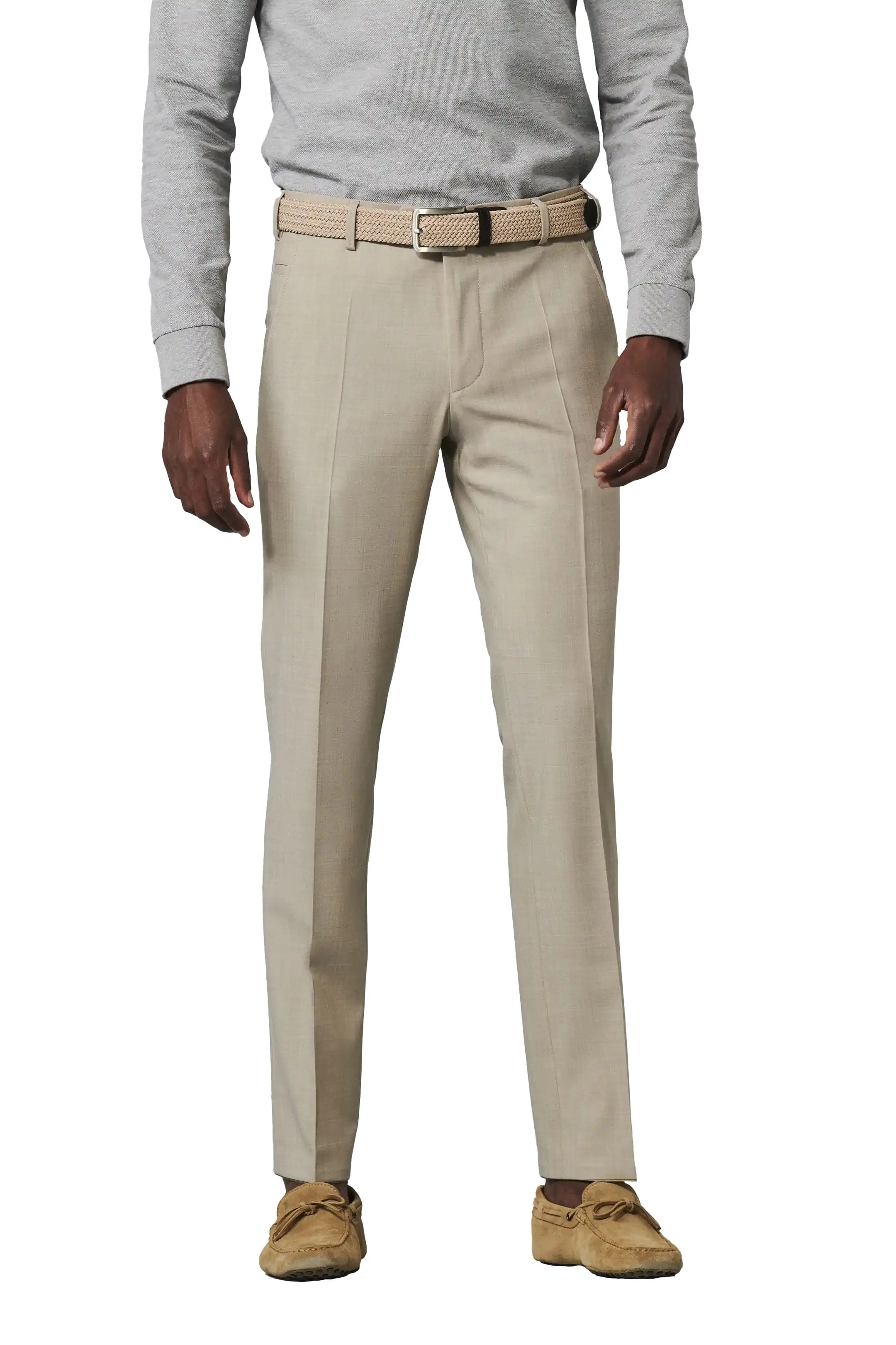 Roma Wool Blend Formal Trousers - Beige