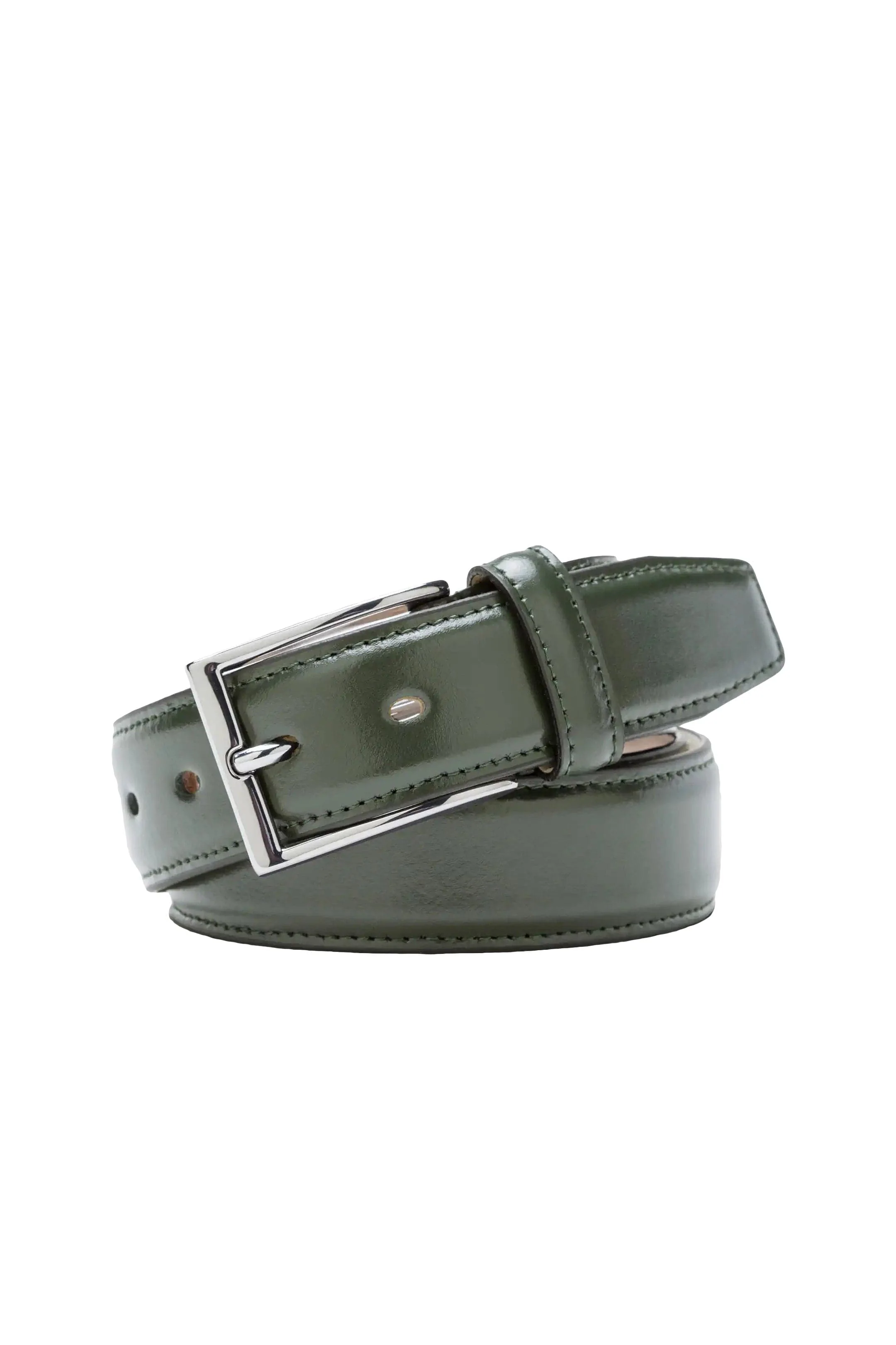 Stretch Leather Belt - Dark Green