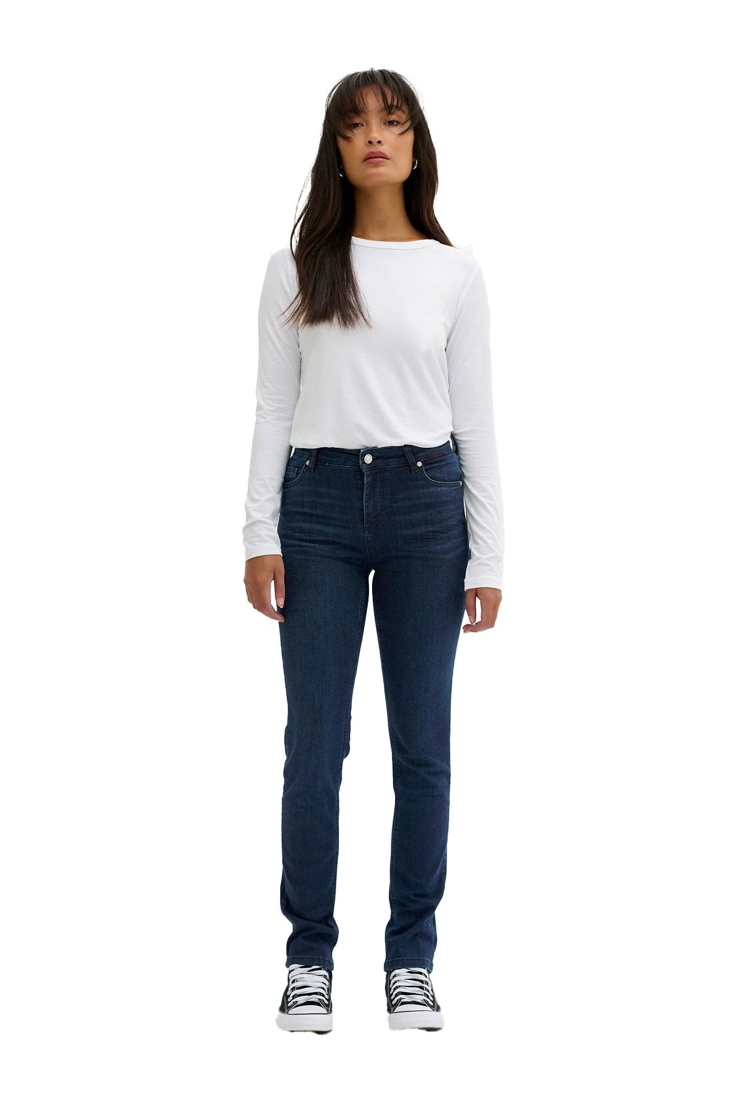 The Celina High Waist Straight Jean - Dark Blue Wash