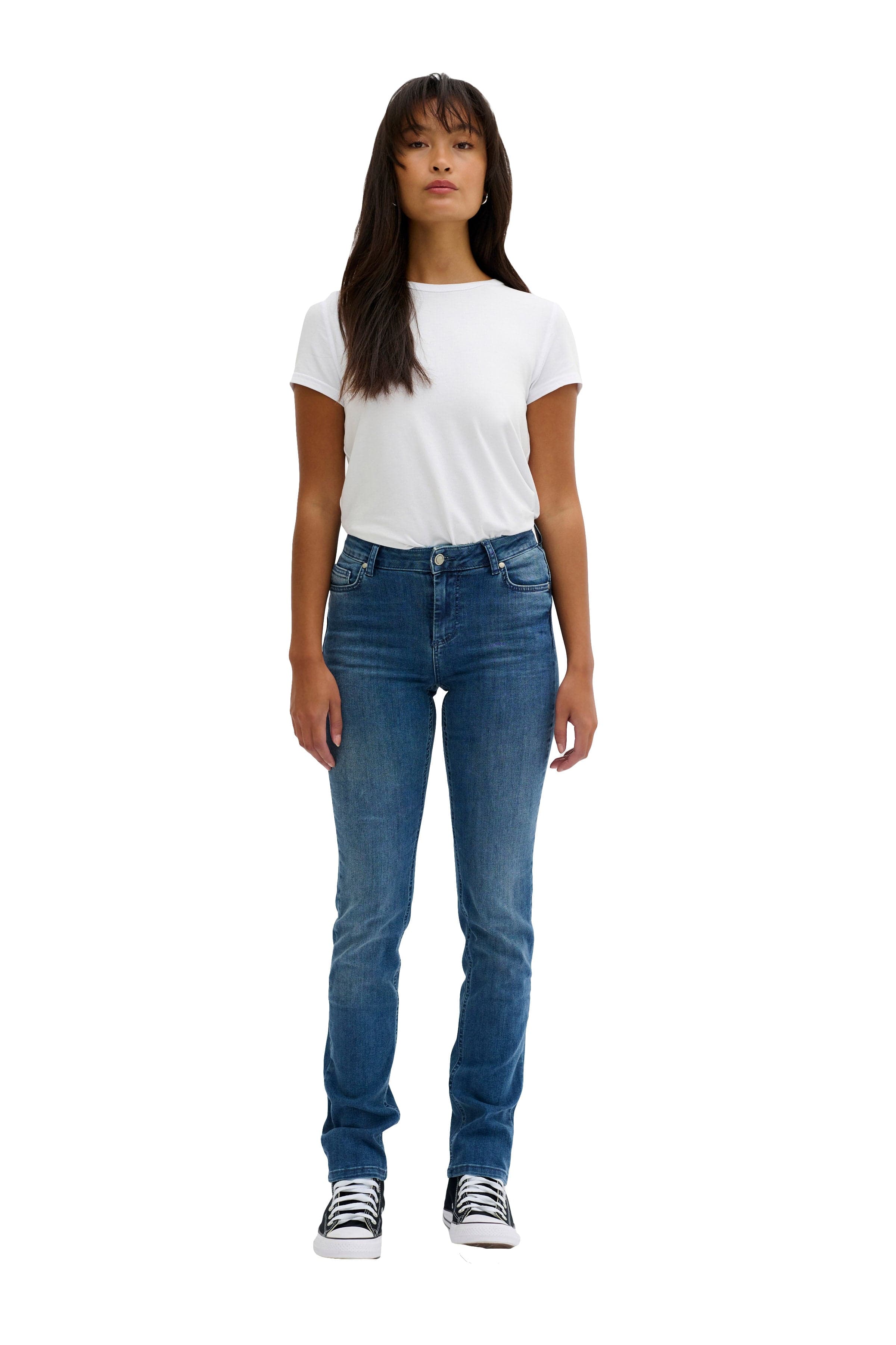 The Celina High Waist Straight Jean - Medium Blue Vintage Wash