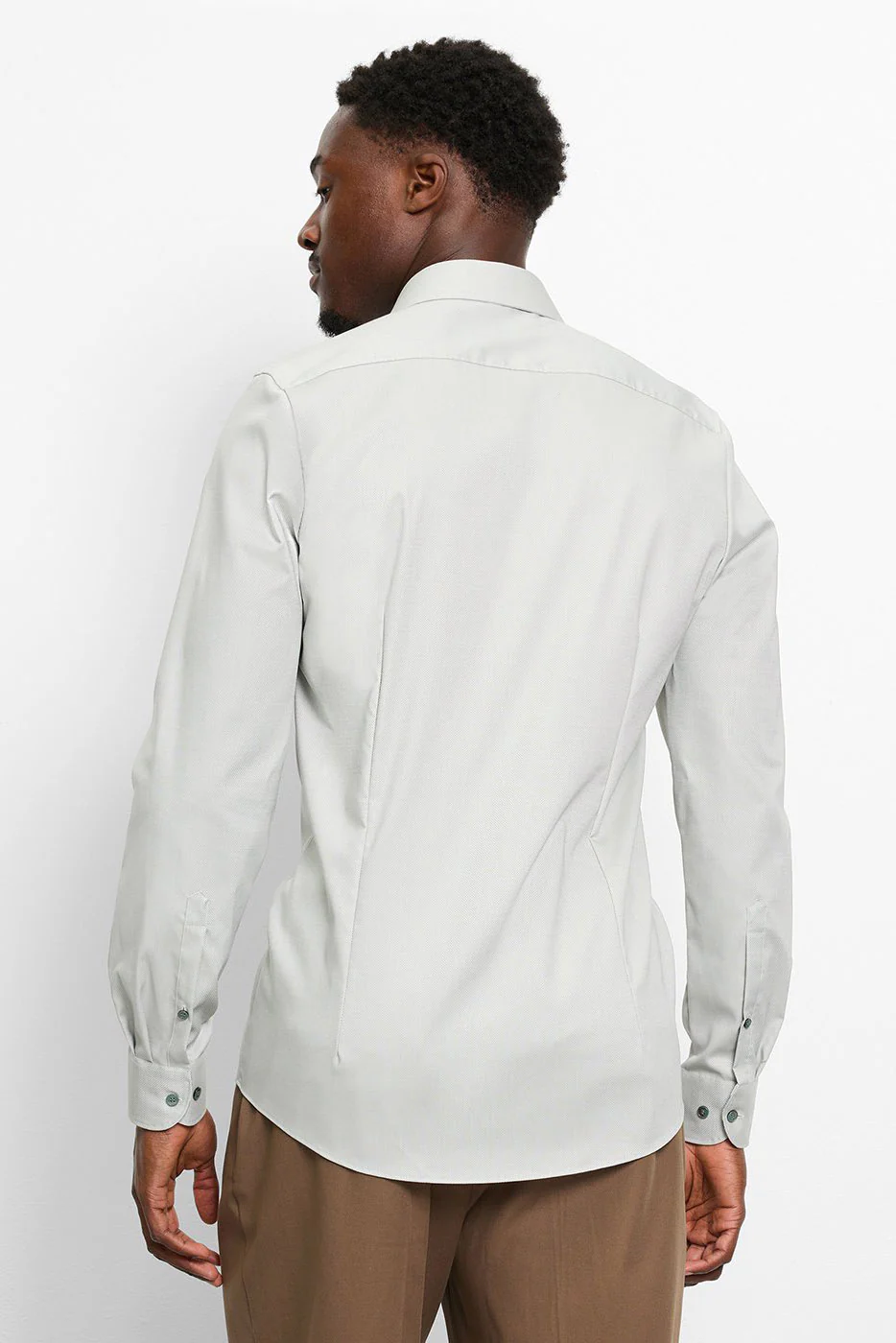 Level 5 Body Fit Plain Shirt with Trim - Putty - Image 5