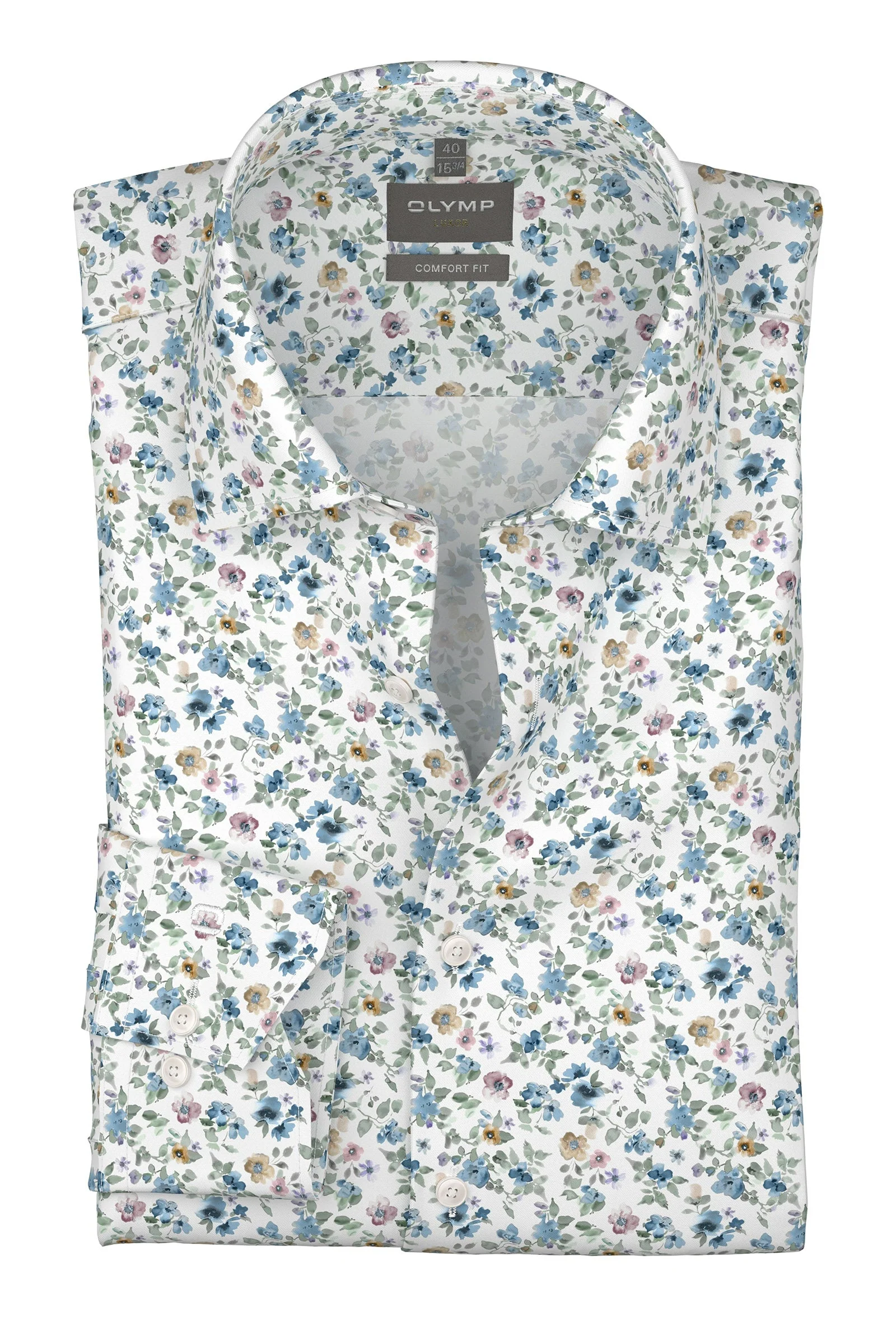 Luxor Comfort Fit Neat Floral Shirt - White