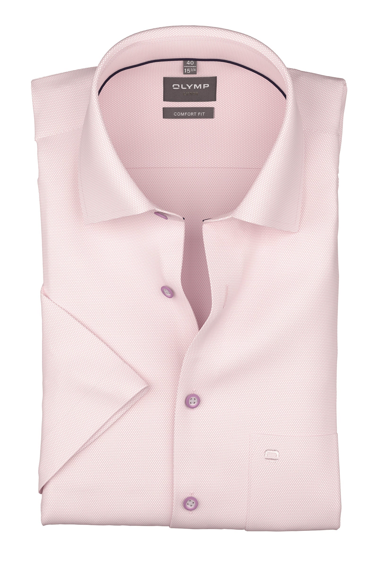 Luxor Comfort Fit Plain Short Sleeve Shirt - Pink