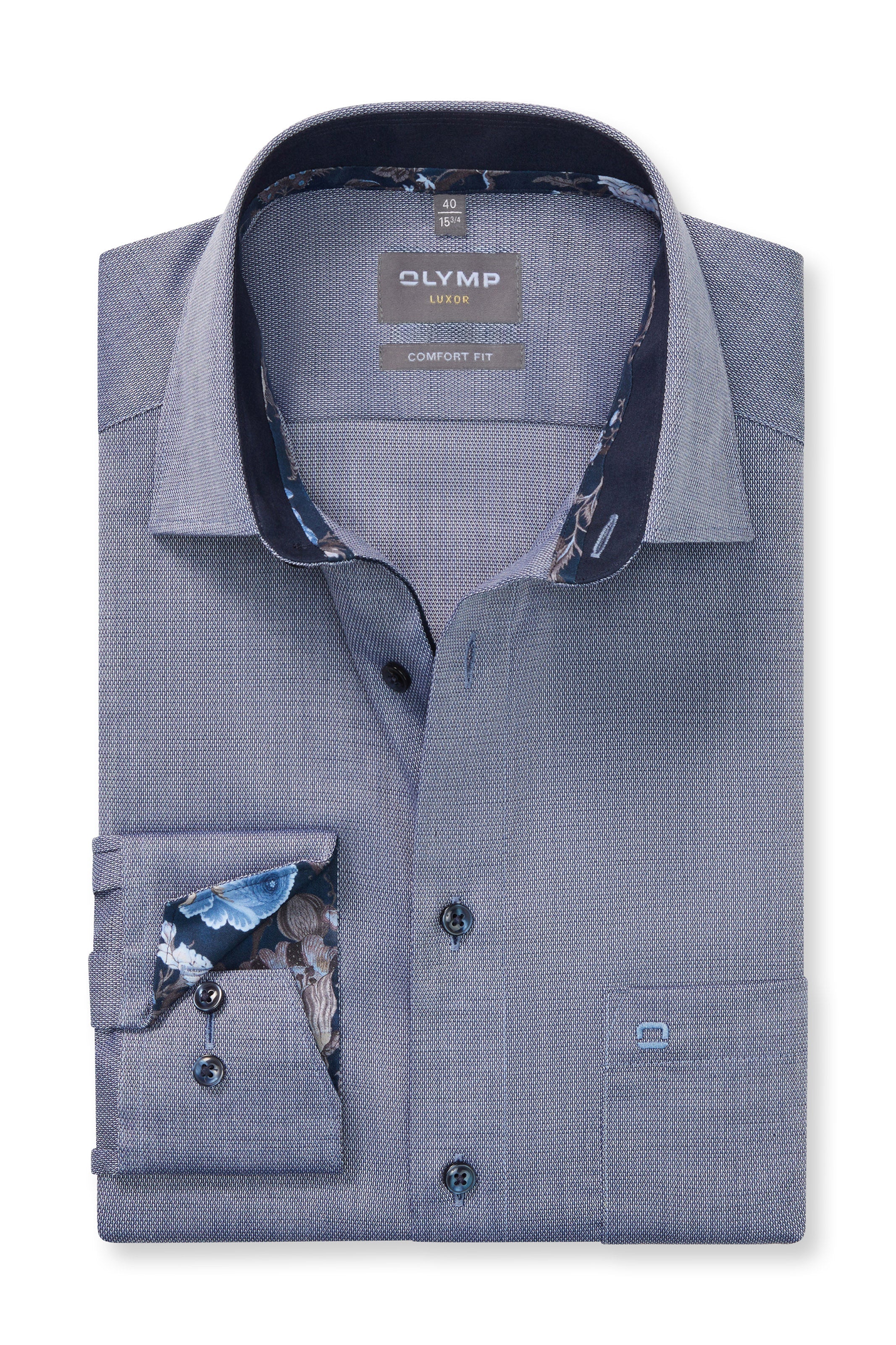 Luxor Comfort Fit Shirt with Trim - Marine