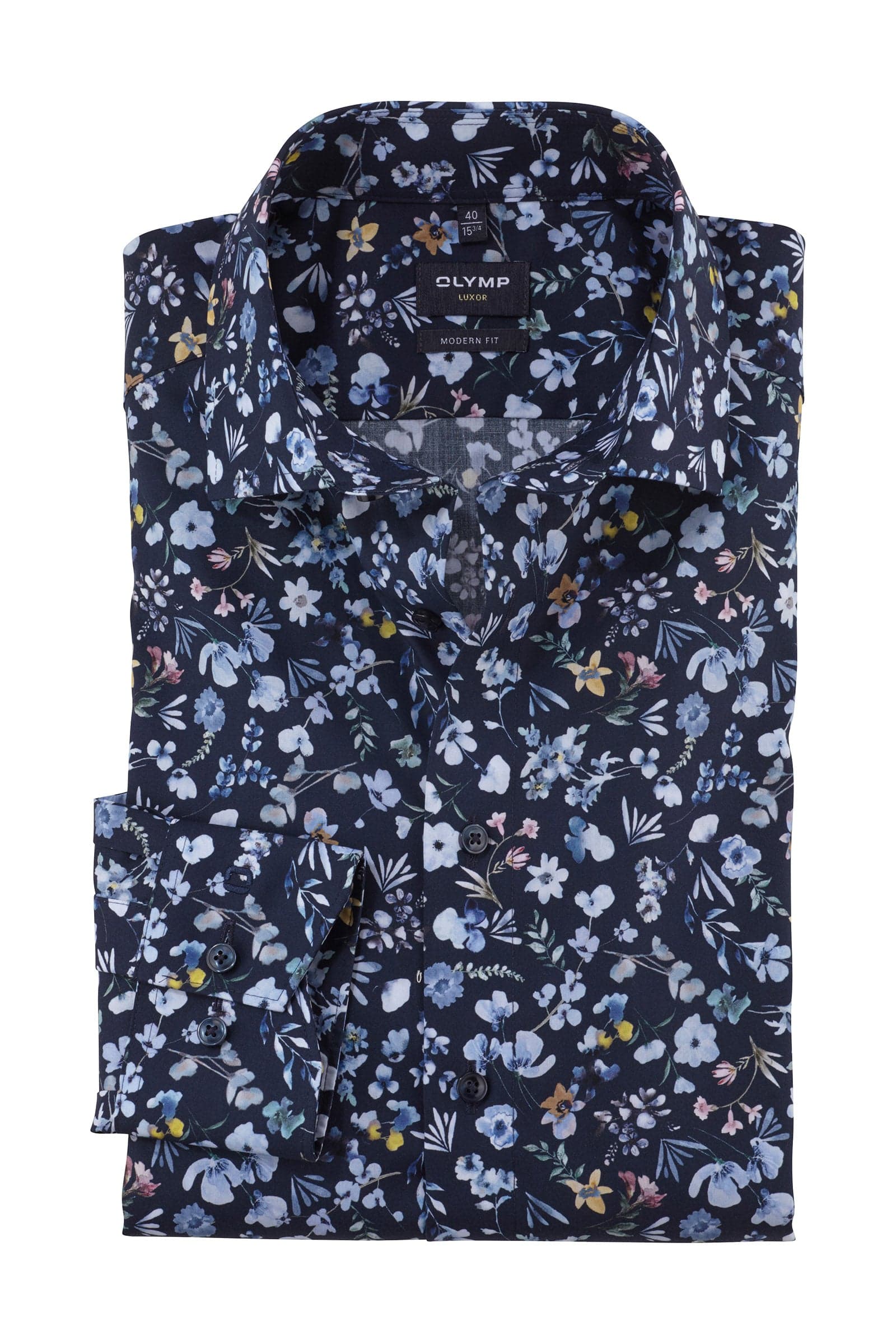 Luxor Modern Fit Floral Shirt - Marine/Blue