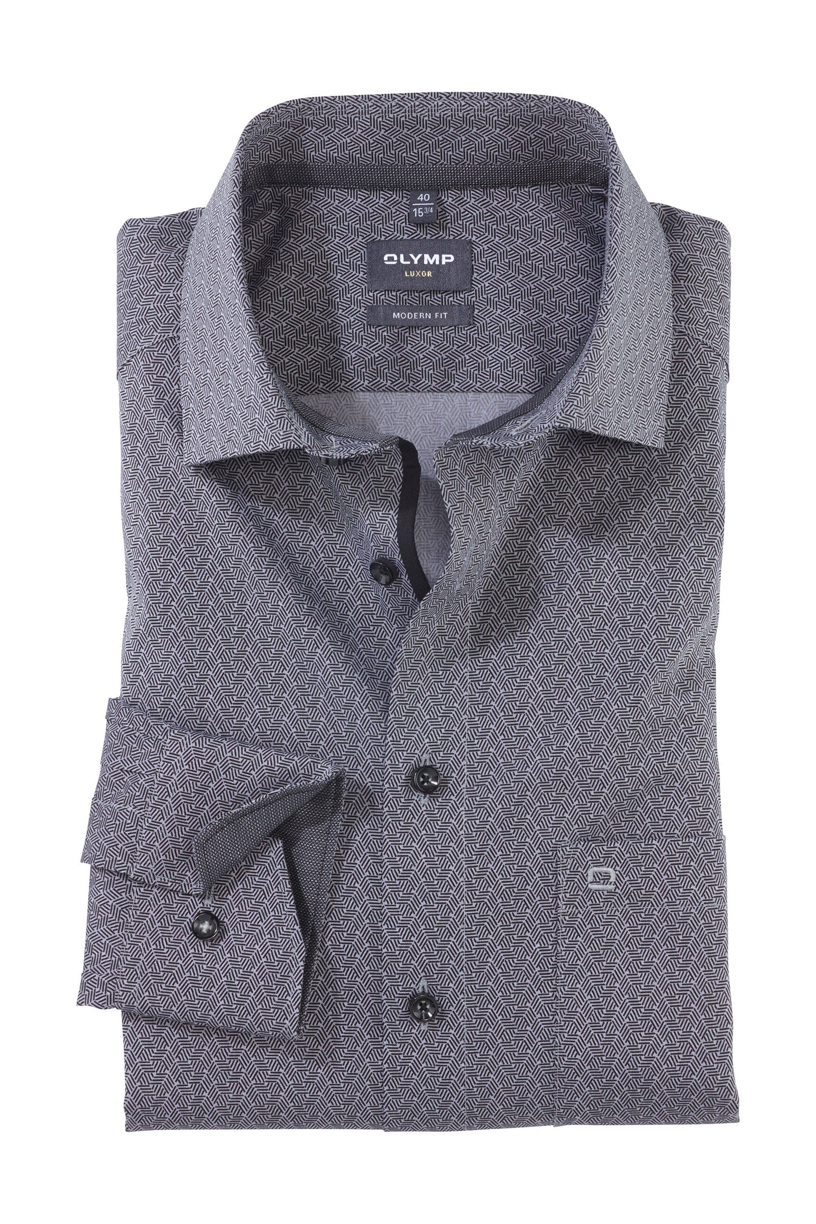 Luxor Modern Fit Geo Print Shirt - Black