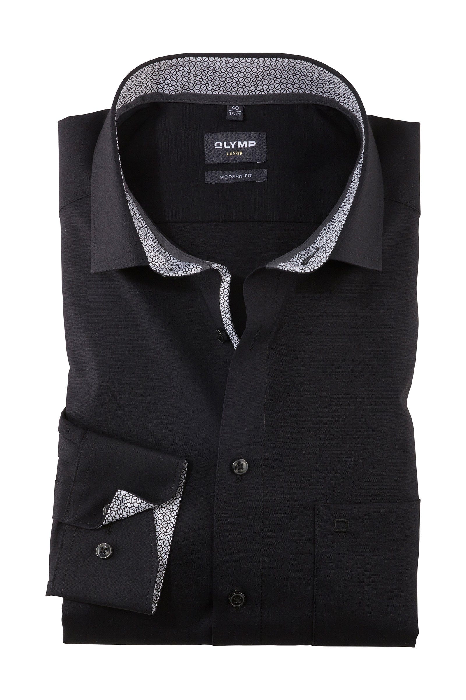 Luxor Modern Fit Long Sleeve Shirt - Black