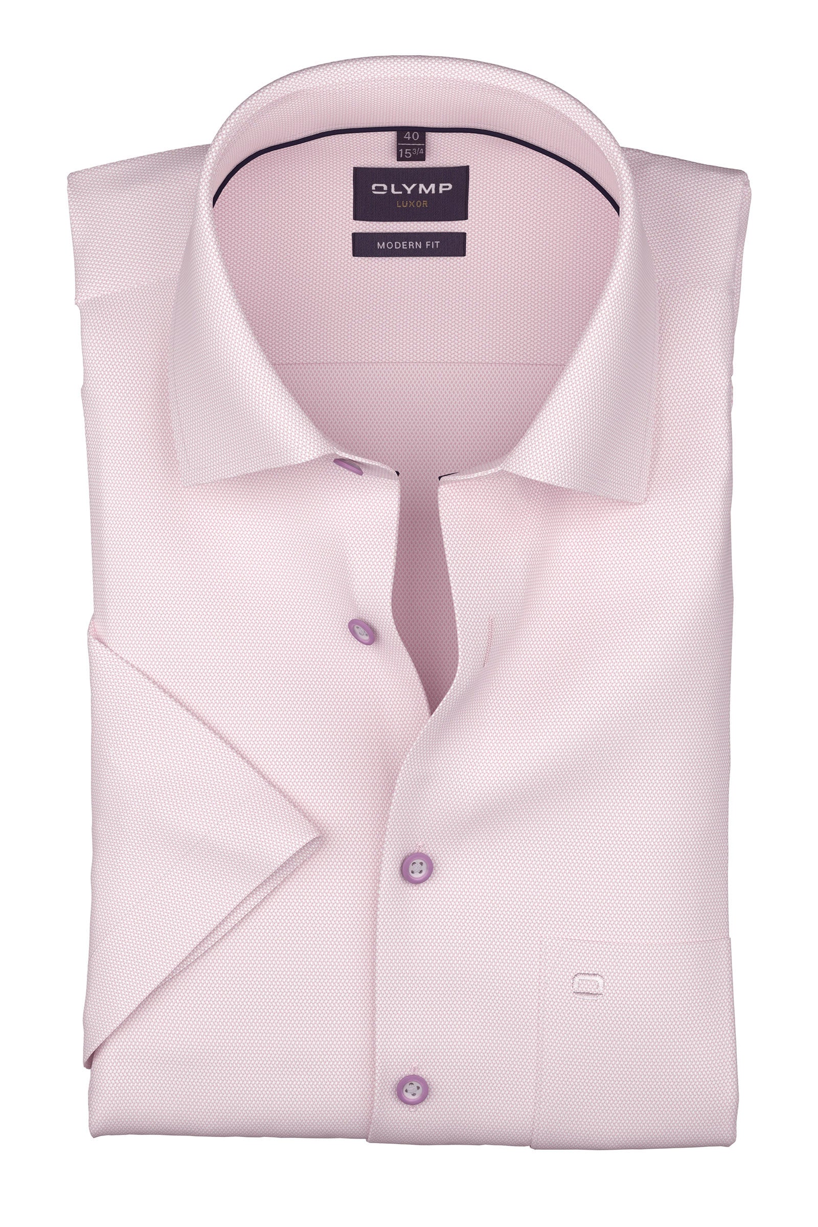 Luxor Modern Fit Plain Short Sleeve Shirt - Pink