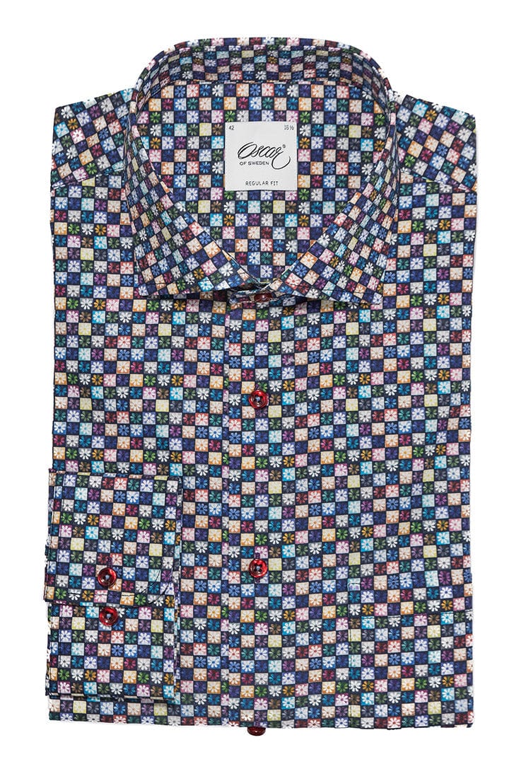 Pure Cotton Flower Tile Print Shirt - Multi Print