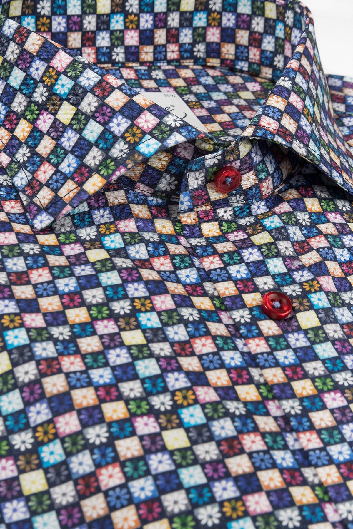 Pure Cotton Flower Tile Print Shirt - Multi Print - Image 2