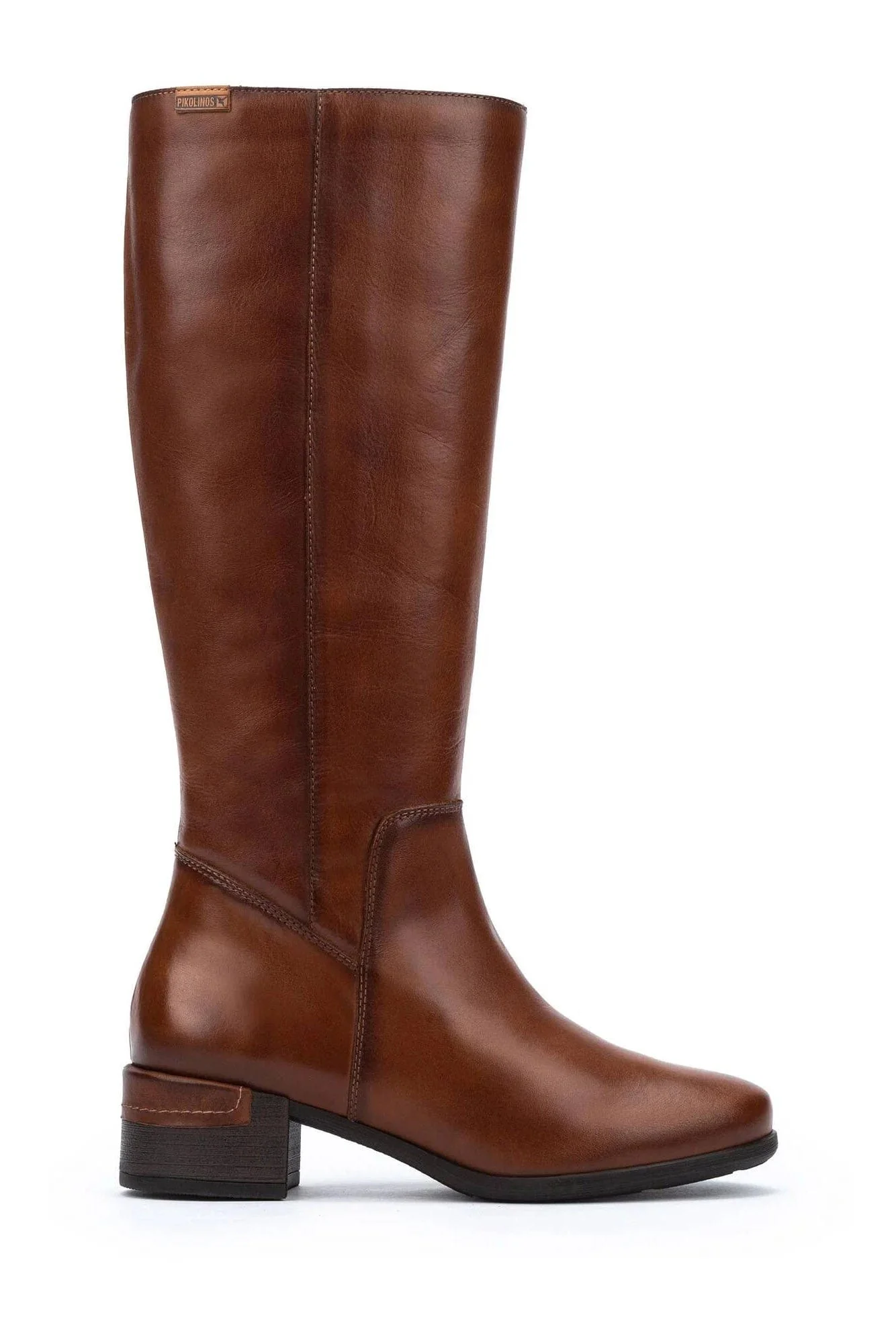 Malaga Leather Mid Heel Tall Boots - Chocolate
