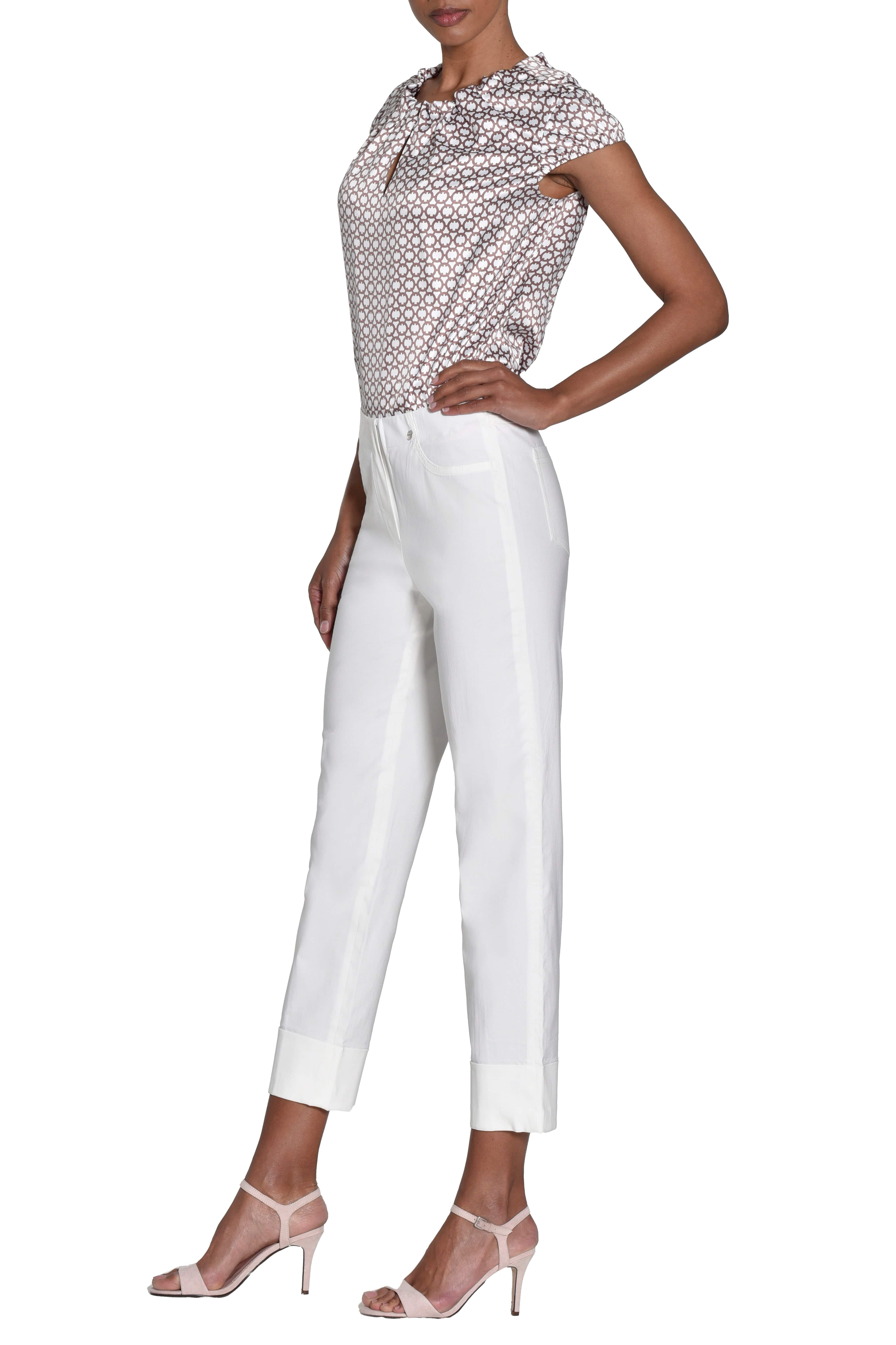 Bella 09 Straight Ankle Grazer Trousers - Cream - Image 2