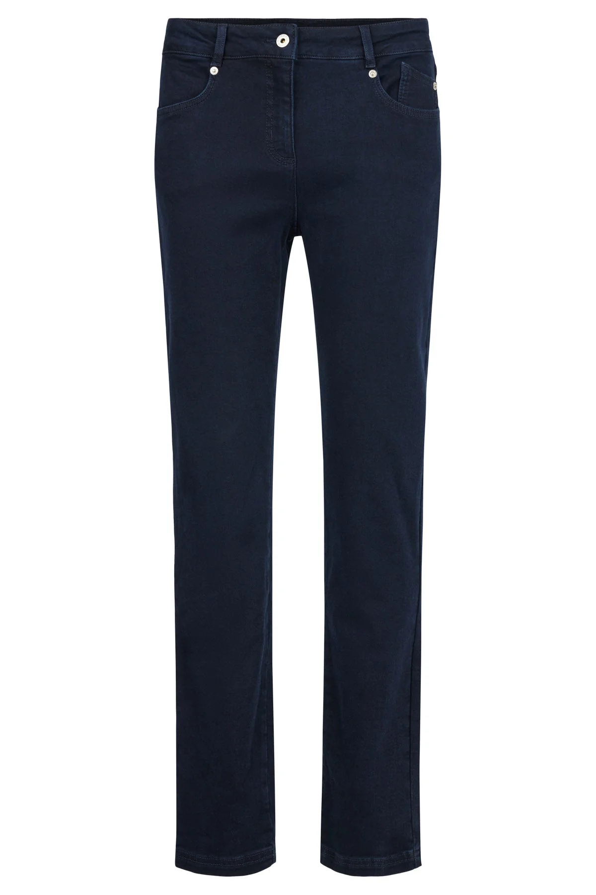 Elena 31.5" Leg Stretch Denim Trousers - Navy