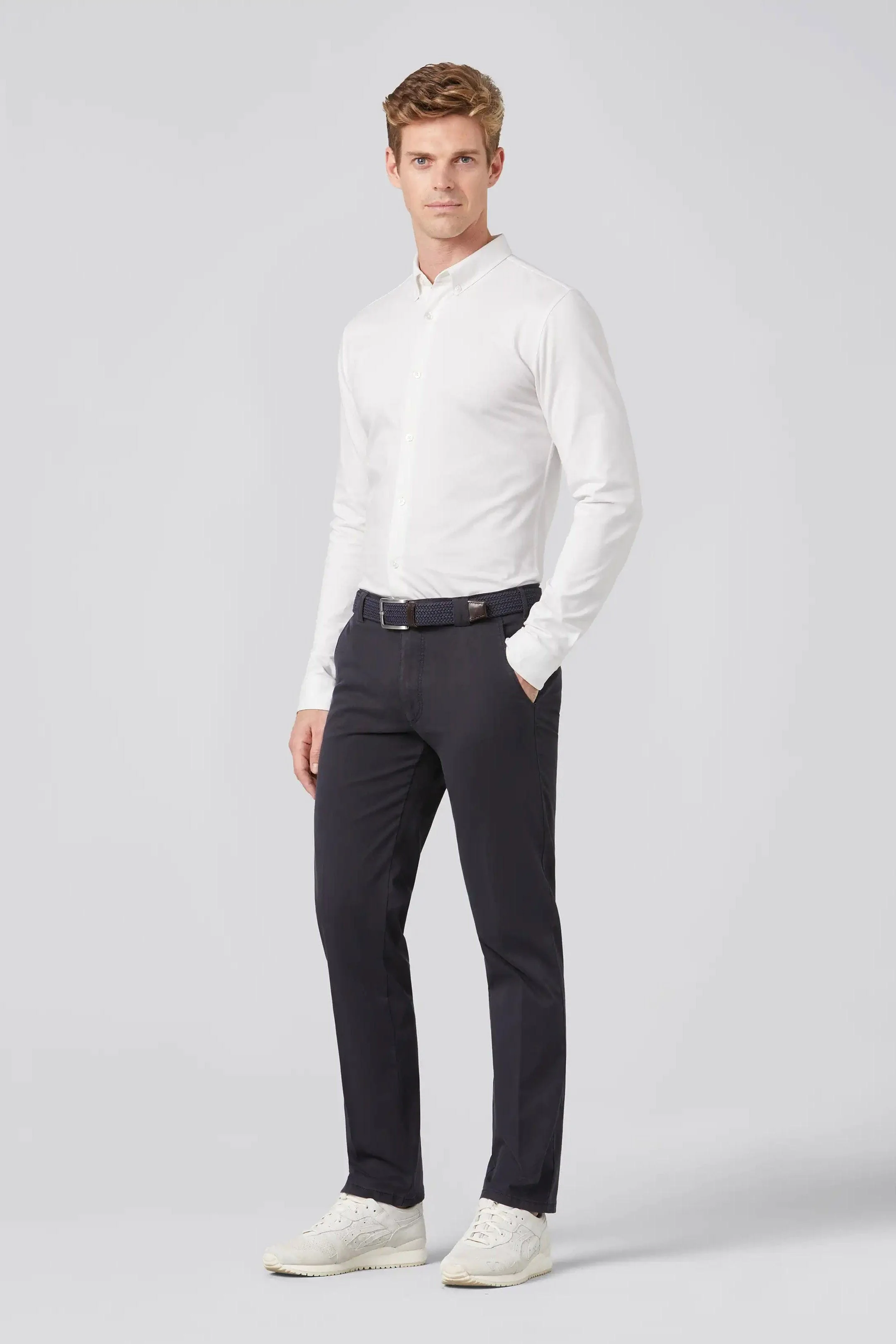 Roma Super Soft Lightweight Cotton Chinos - Navy - Image 4