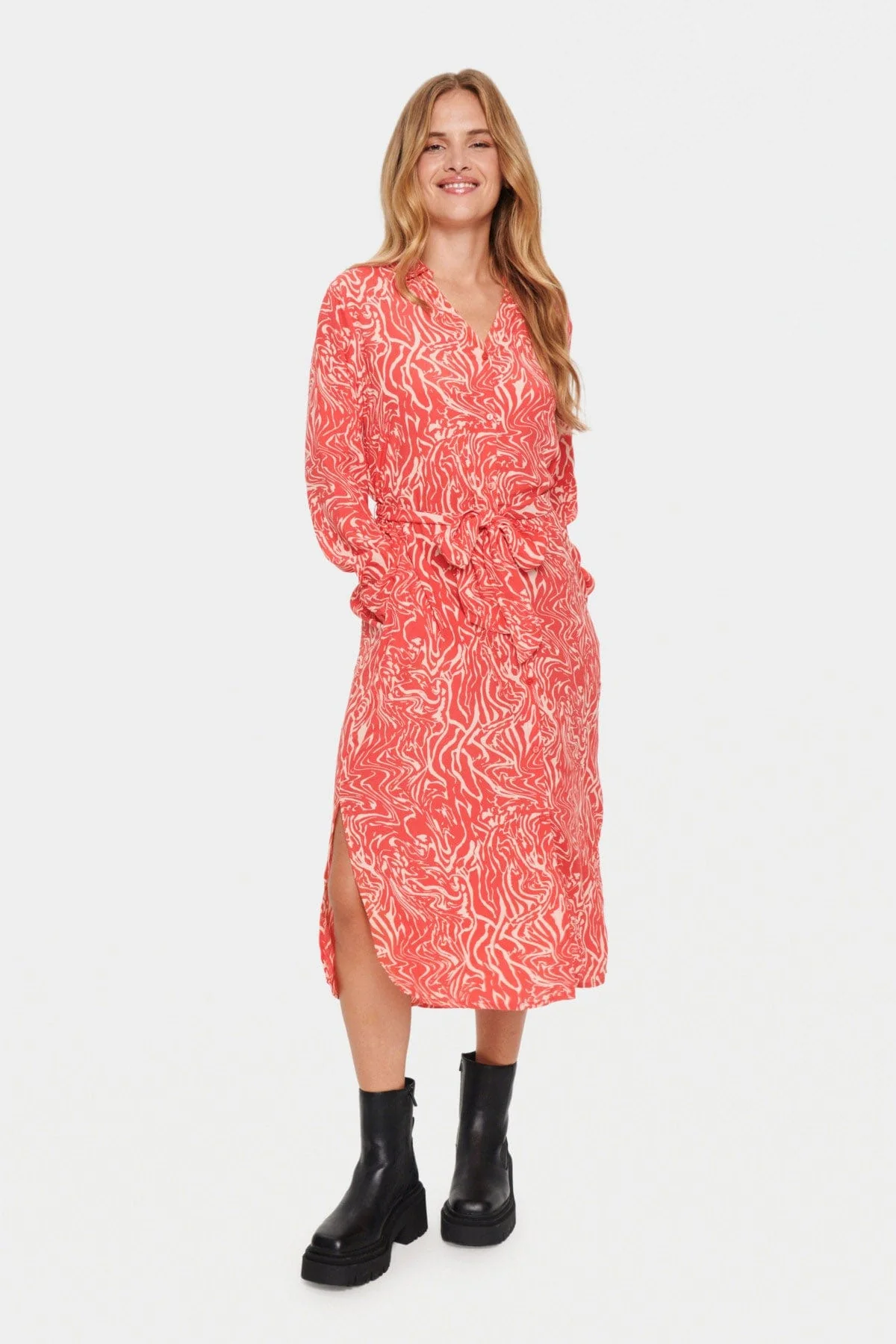 Blanca Printed Midi Dress - Cayenne Water Strokes - Image 3