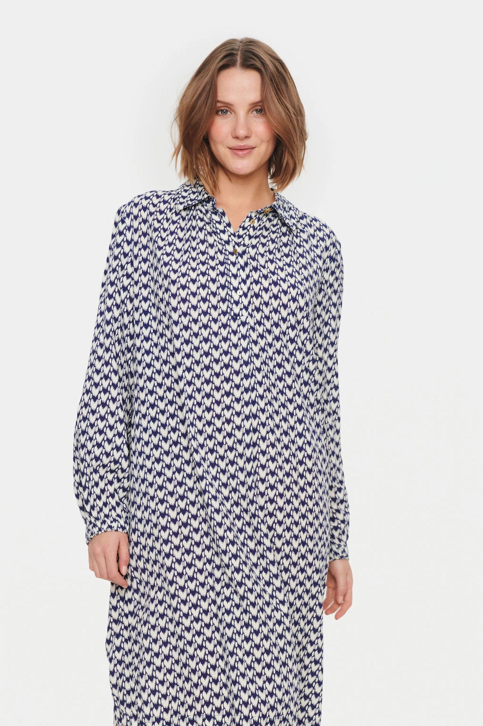 Darlene Printed Shirt Dress - Patriot Blue Graphic Print - Image 2