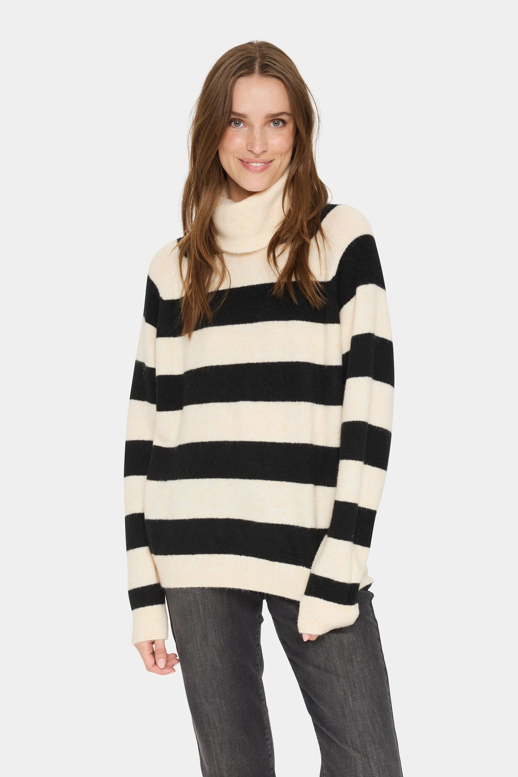Garbie Rollneck Jumper - Ice Black Stripe - Image 2
