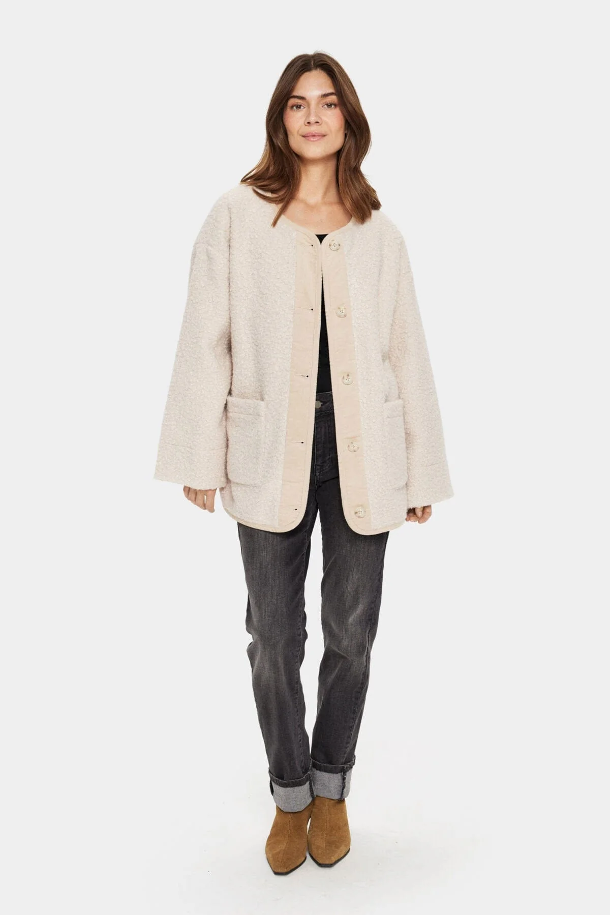 Inley Boucle Style Jacket - Feather Gray - Image 2