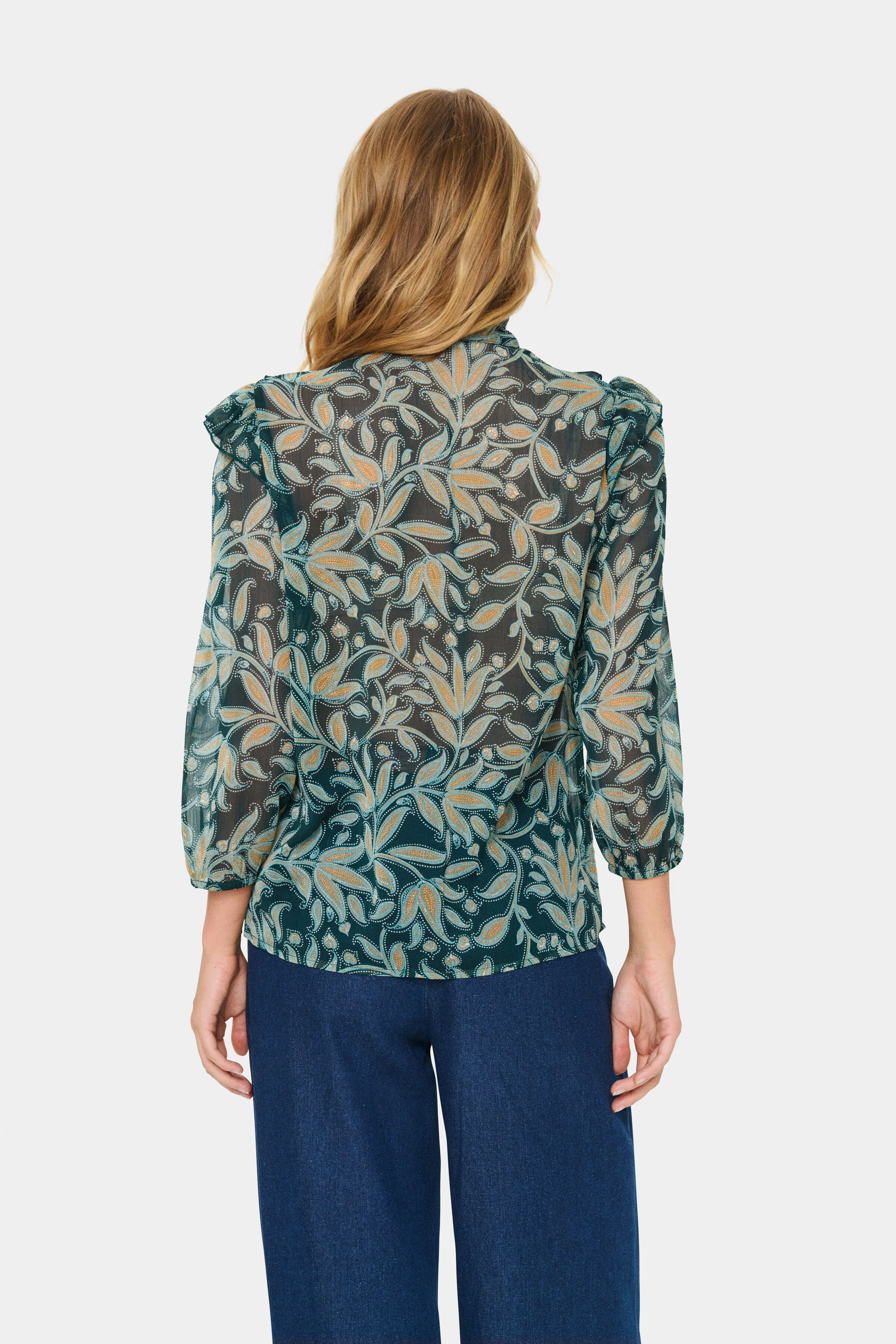 Lilja Ruffle Detail Blouse - Pine Autumn Floral - Image 3