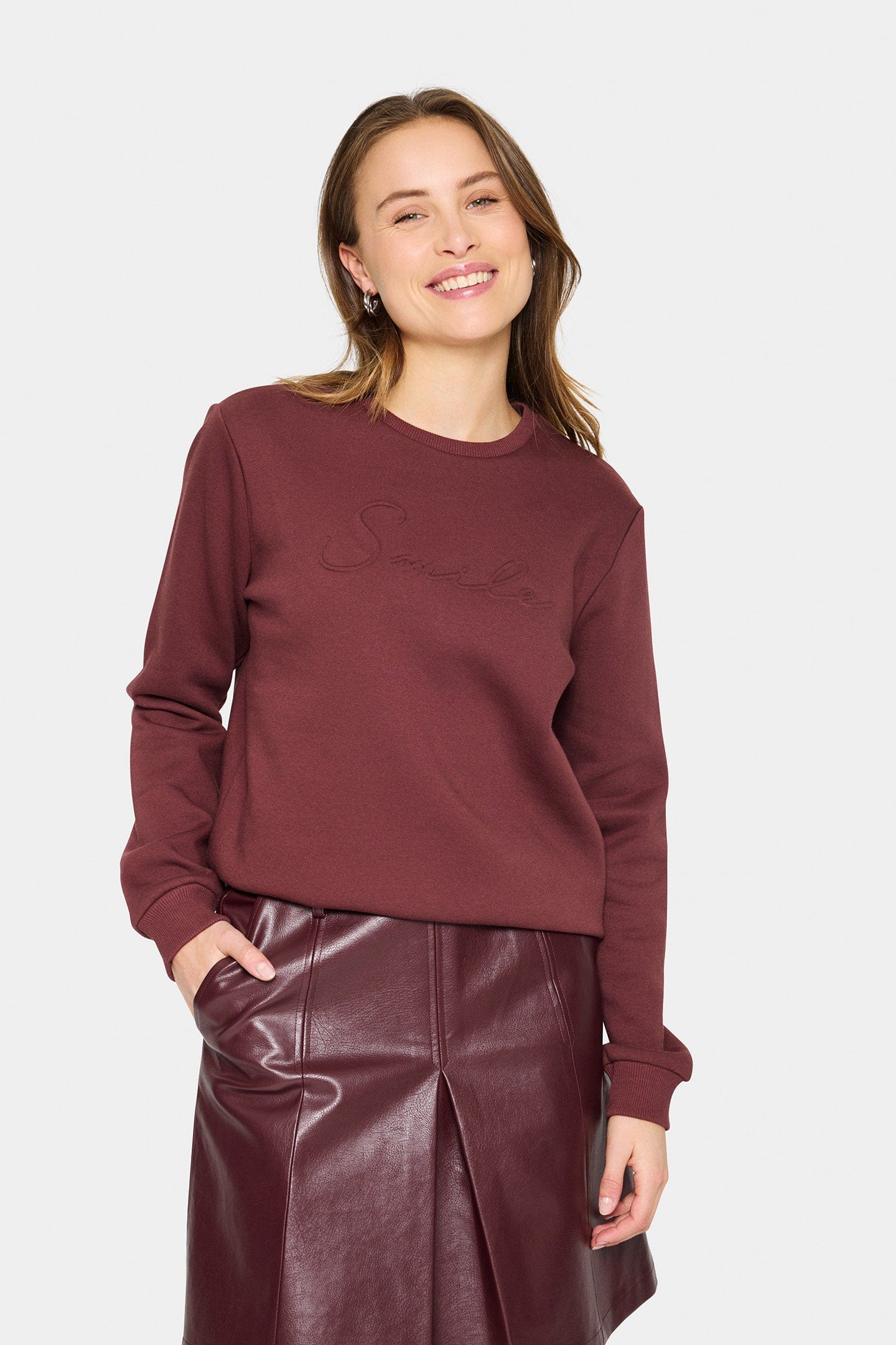 Lyona Slogan Sweatshirt - Decadent Chocolate - Image 2