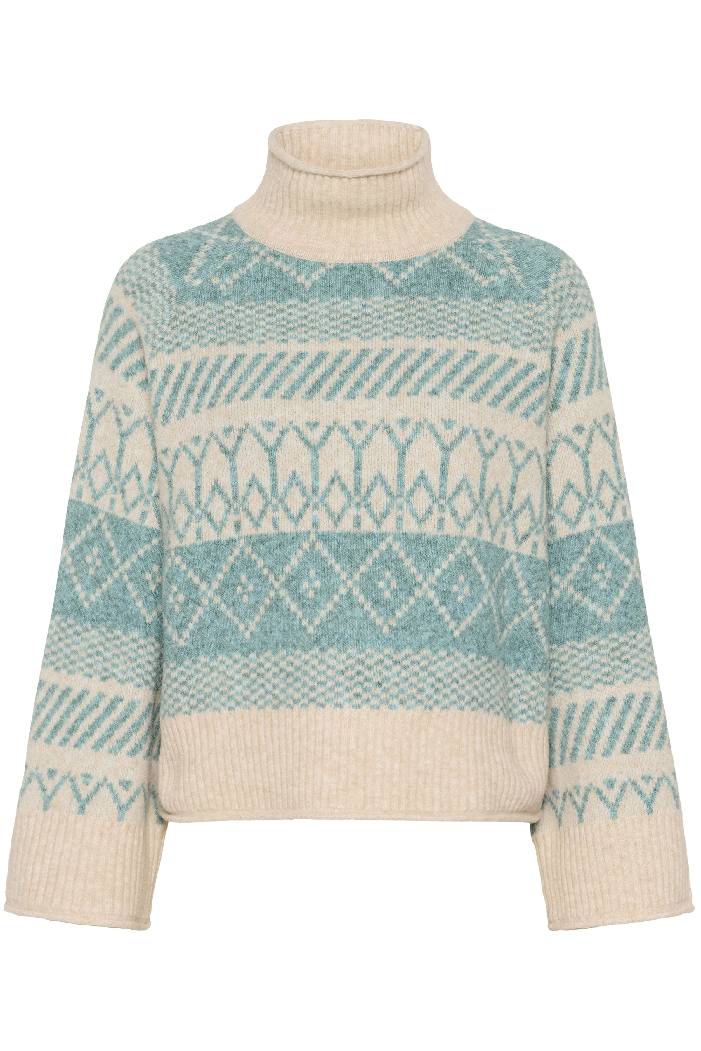 Micha Rollneck Patterned Jumper - Aqua Haze Melange