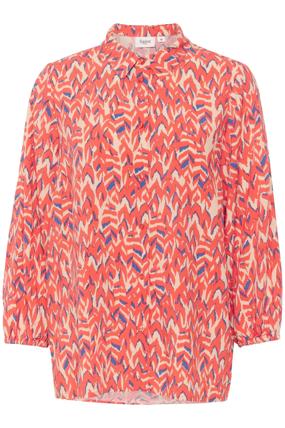 Palavi Printed Shirt - Sea Coral Soft Leaves