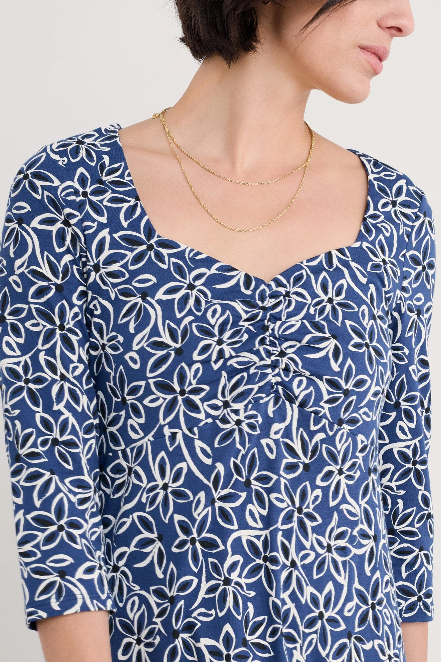 3/4 Sleeve Secret Cove Midi Dress - Harbour Floral Washed Marine - Image 4