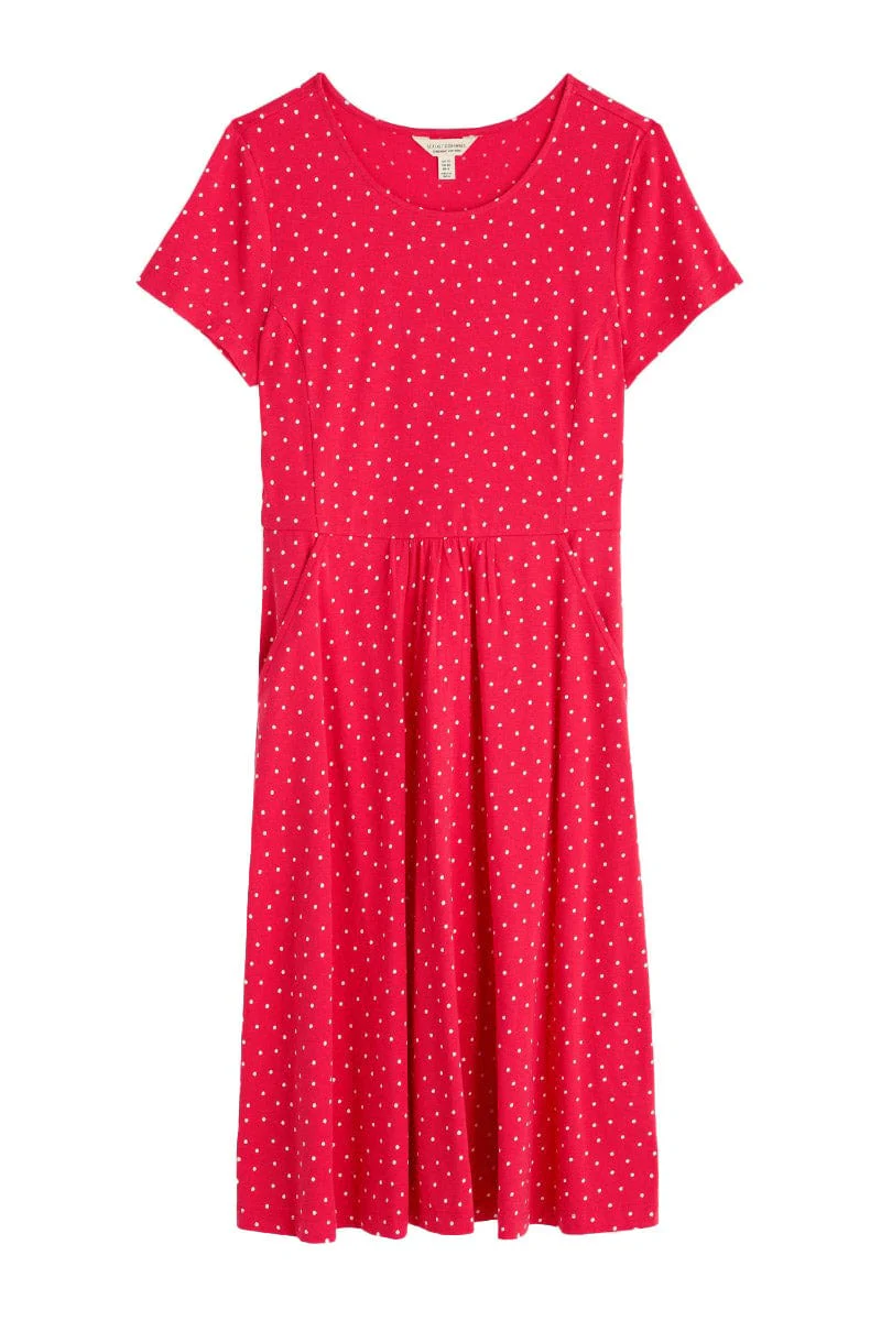 April Short Sleeve Dress - Rustic Spot Raspberry
