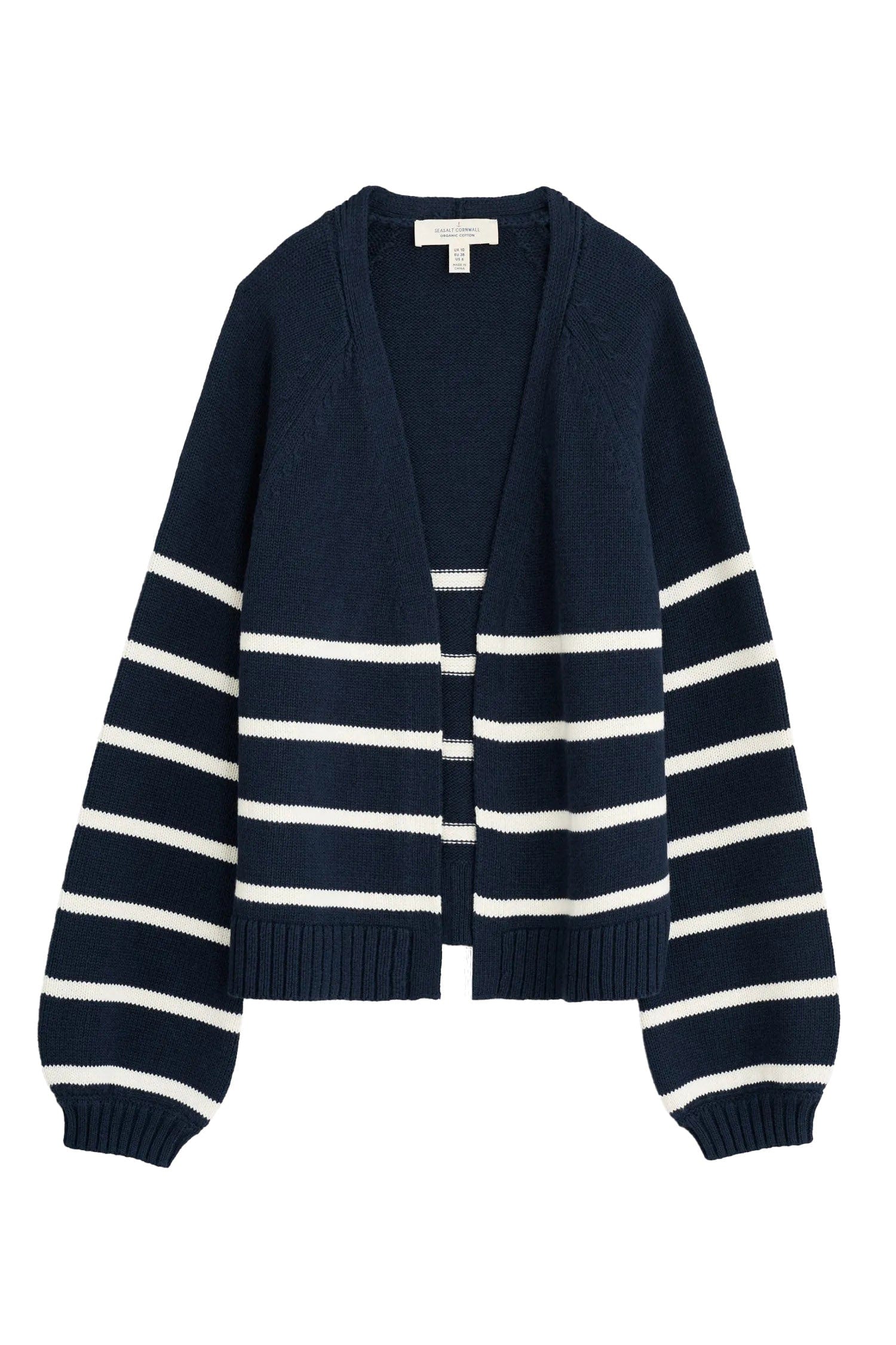 Castle Beach Cardigan - Stripe Porthole Maritime Chalk