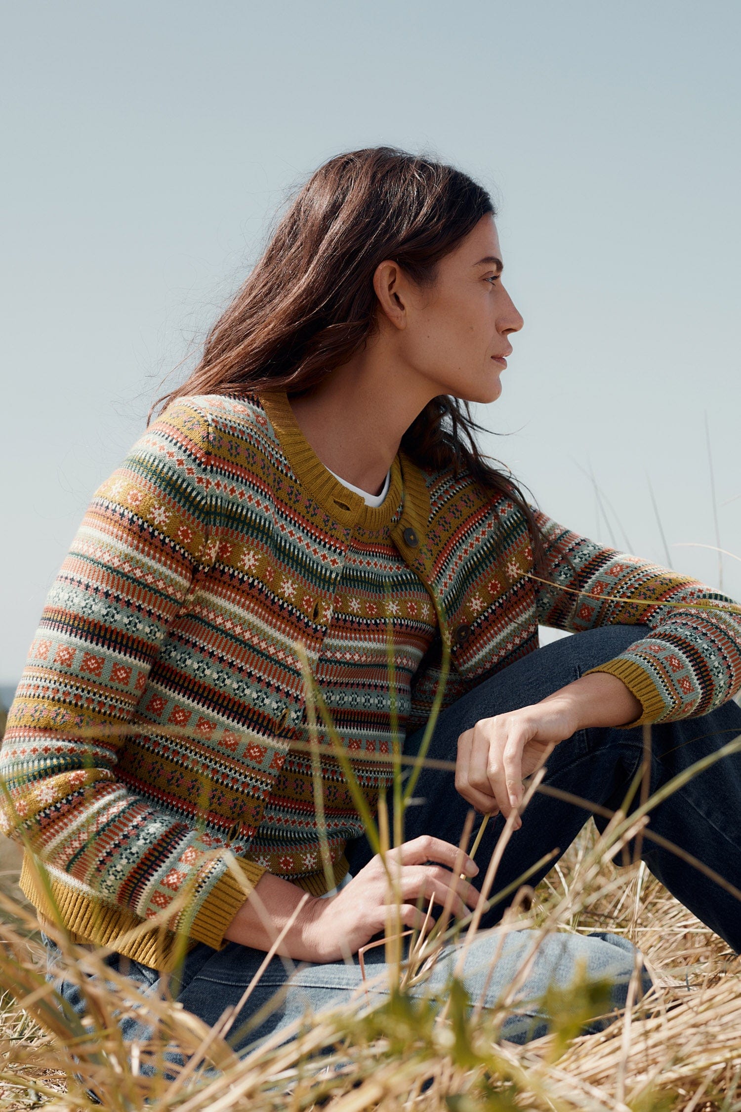 Cove Cottage Fair Isle Cardigan - Carved Relief Pear Multi - Image 2