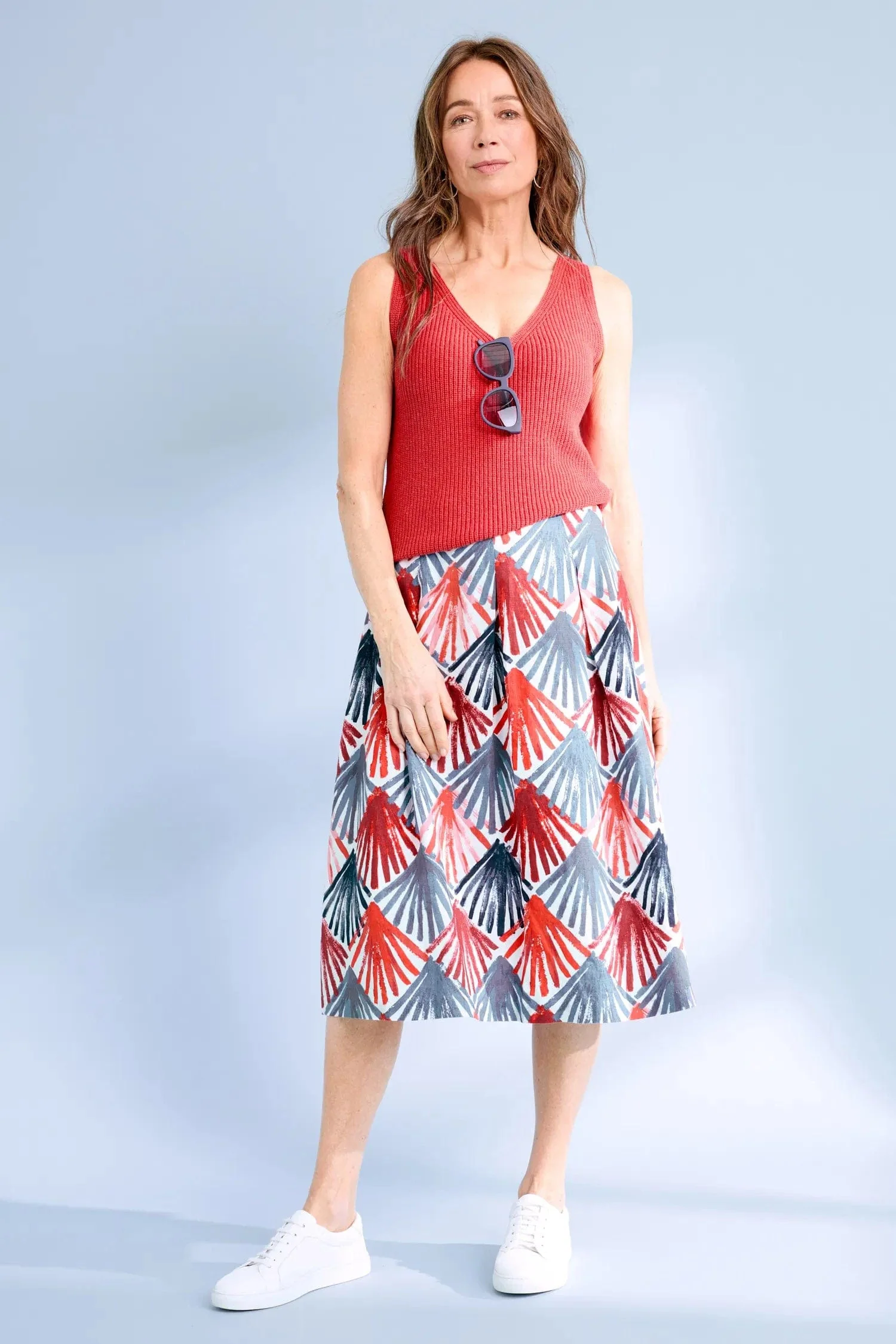 Fairy Folk Linen Skirt - Scallop Fans Chalk - Image 3