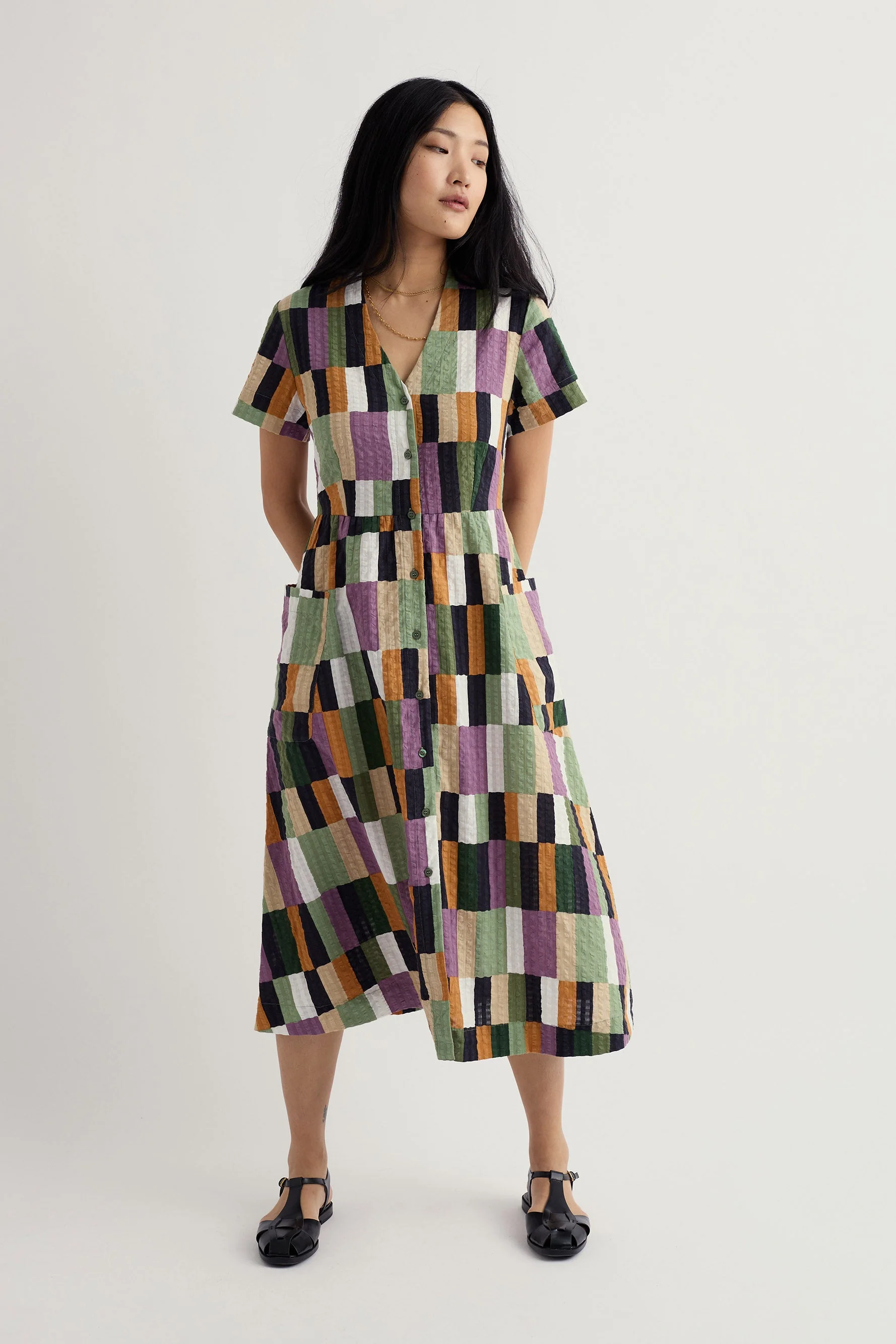 Fowen Midi Shirt Dress - Field Colour Dried Basil - Image 2