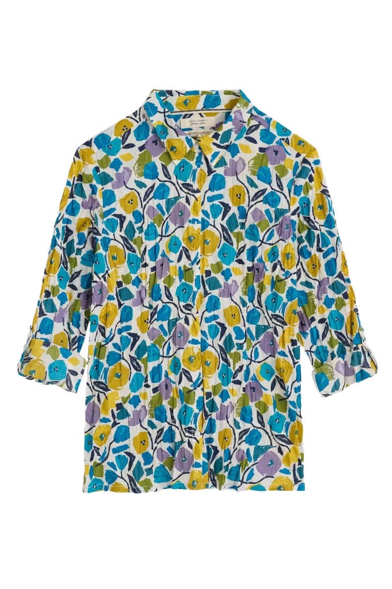 Larissa Organic Cotton Shirt - Zennor Blooms Chalk