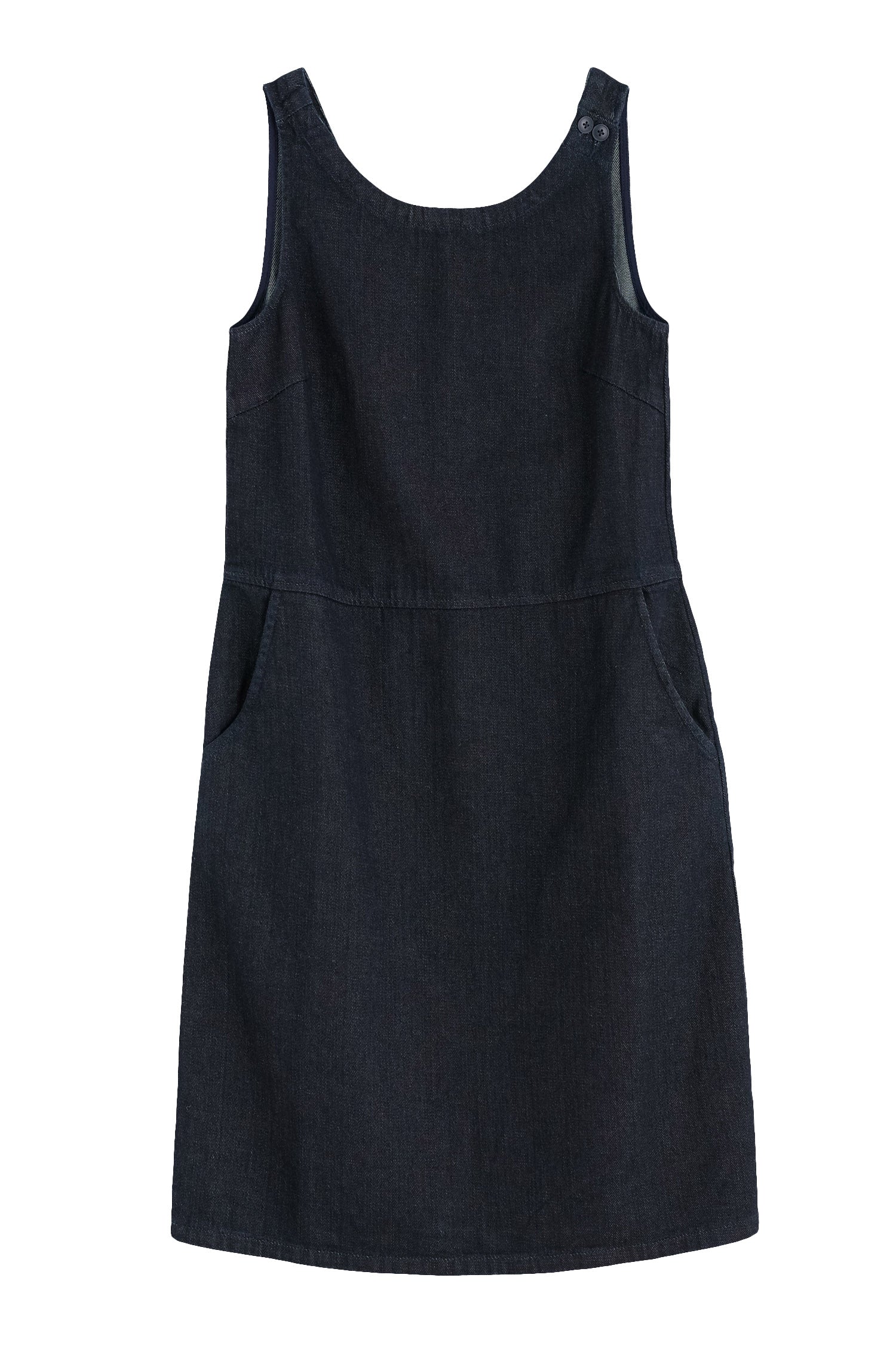 Salt Weave Knee Length Pinafore - Dark Wash