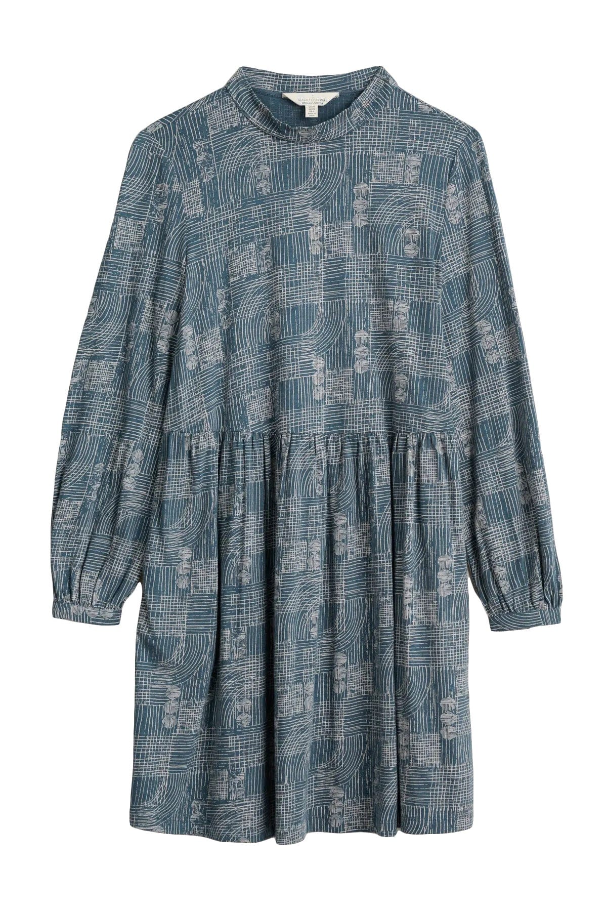 Selven Dress - Hatched Landscape Deep Teal