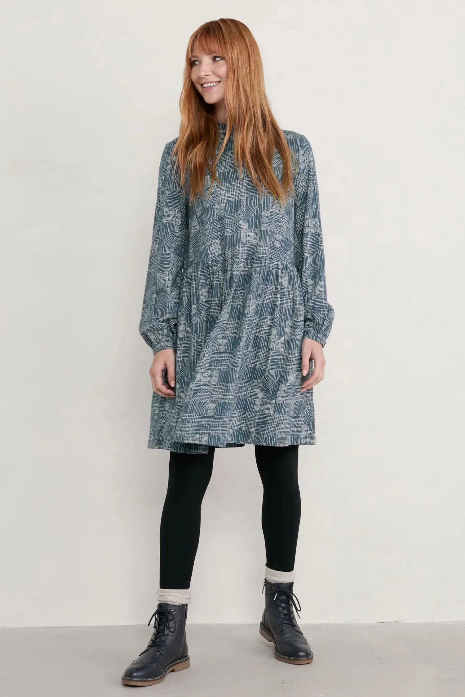 Selven Dress - Hatched Landscape Deep Teal - Image 2