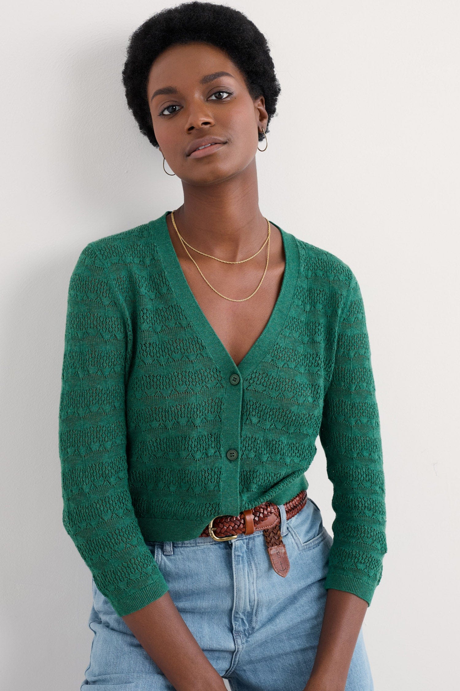 Sweet Day Organic Cotton Cardigan - Pine Shoots - Image 2