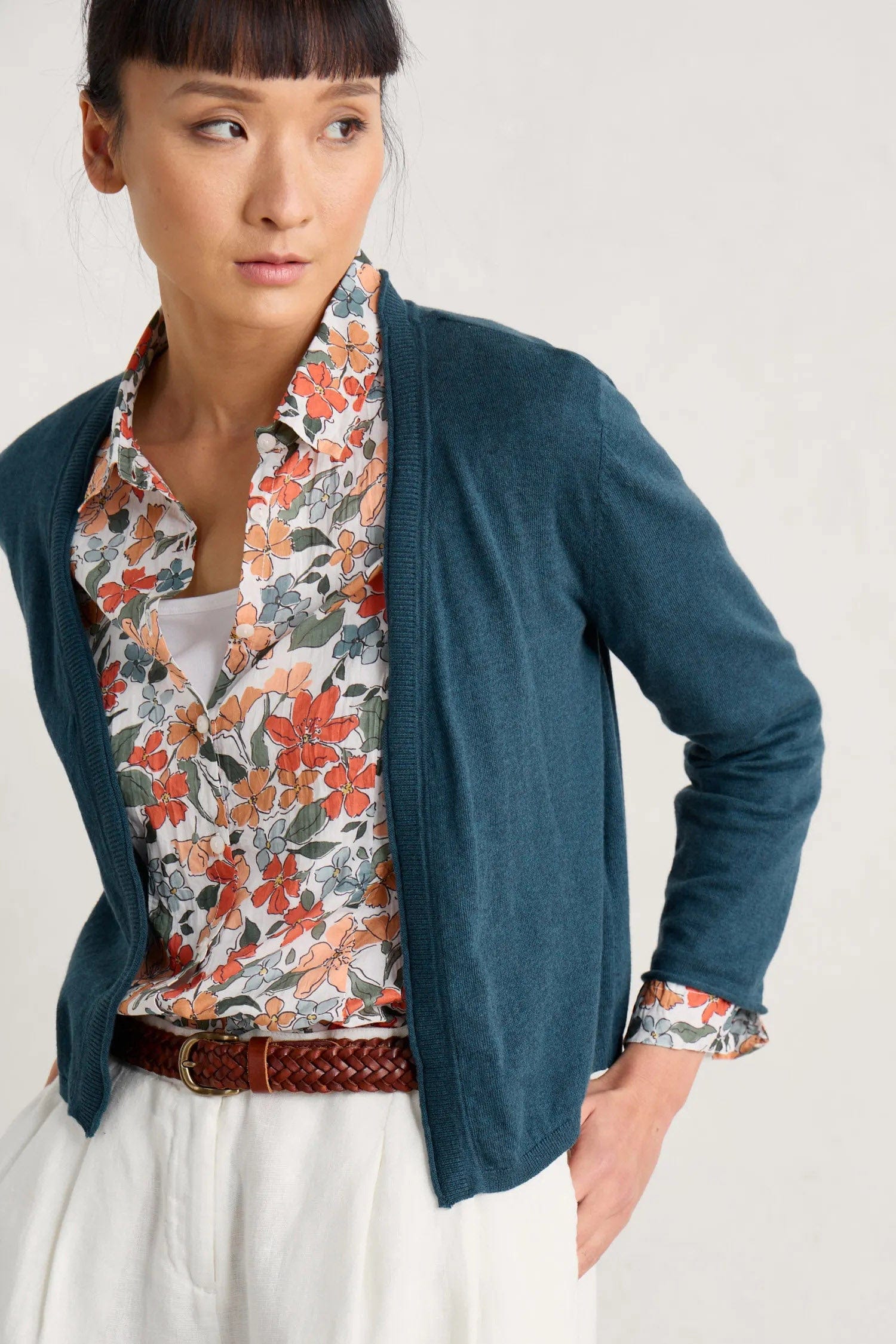 Vanessa Cotton Cardigan - Light Squid - Image 4