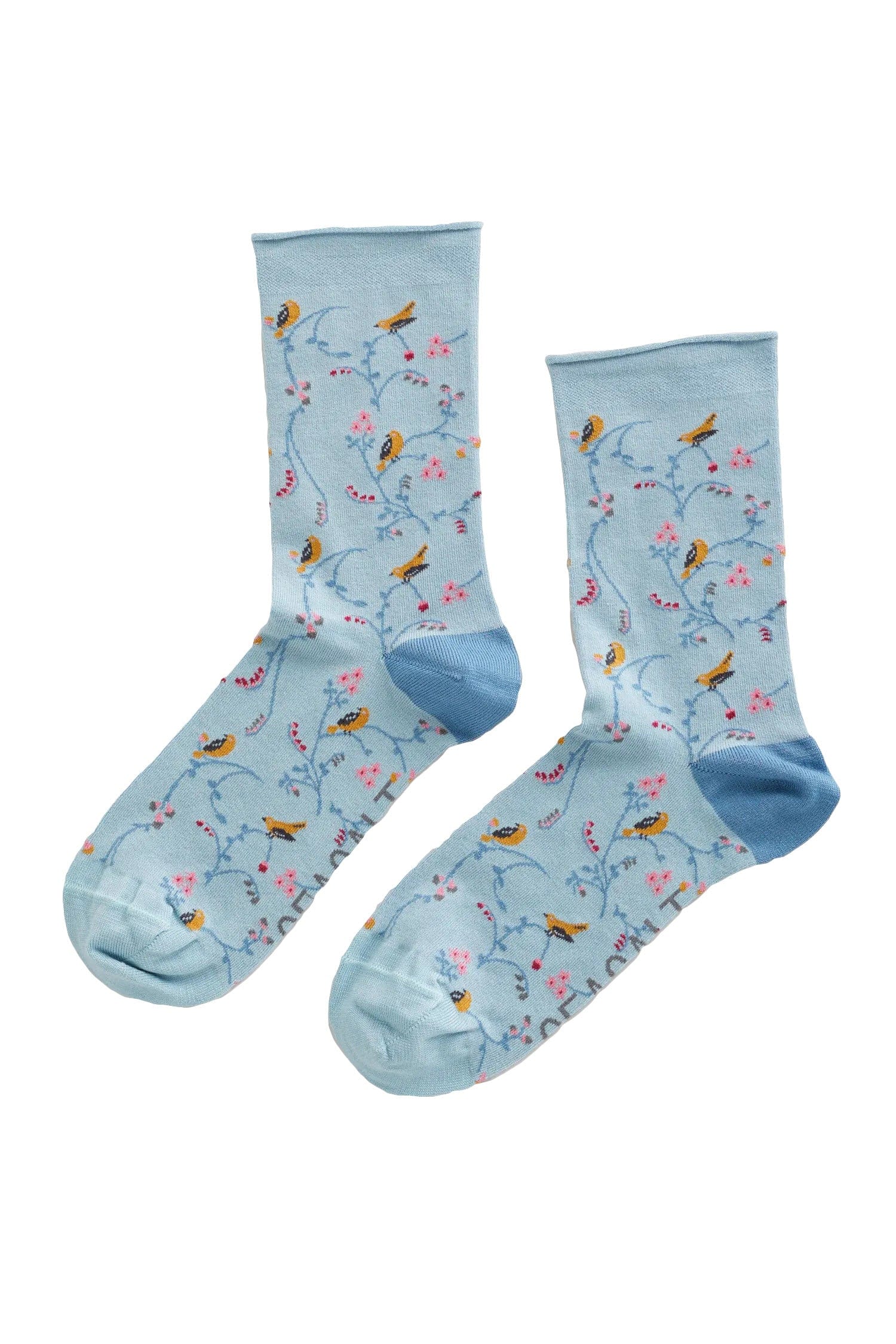 Women's Bamboo Arty Socks - Siskin Song Blue Fog