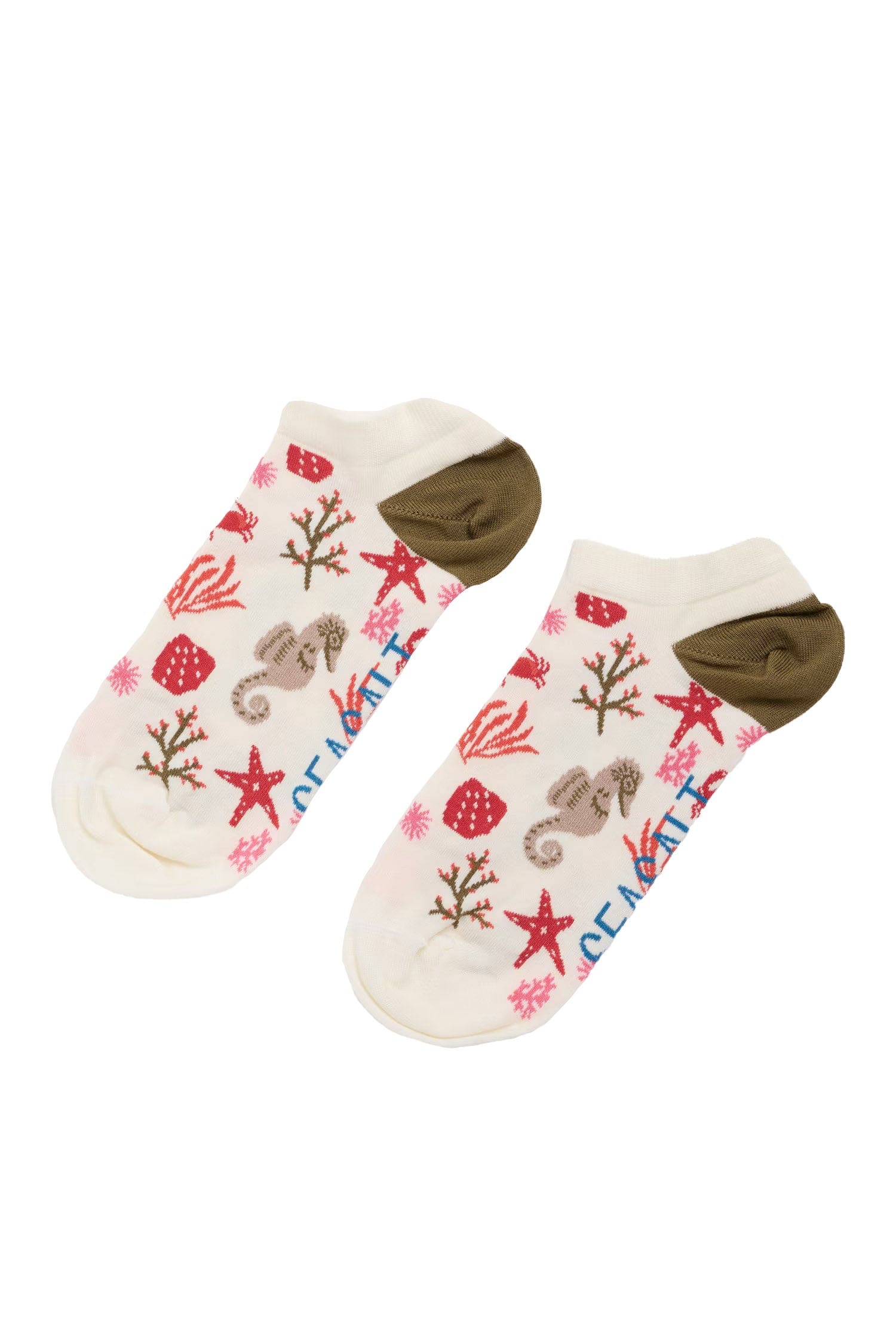 Women's Bamboo Arty Trainer Socks - Starfish Sea Chalk