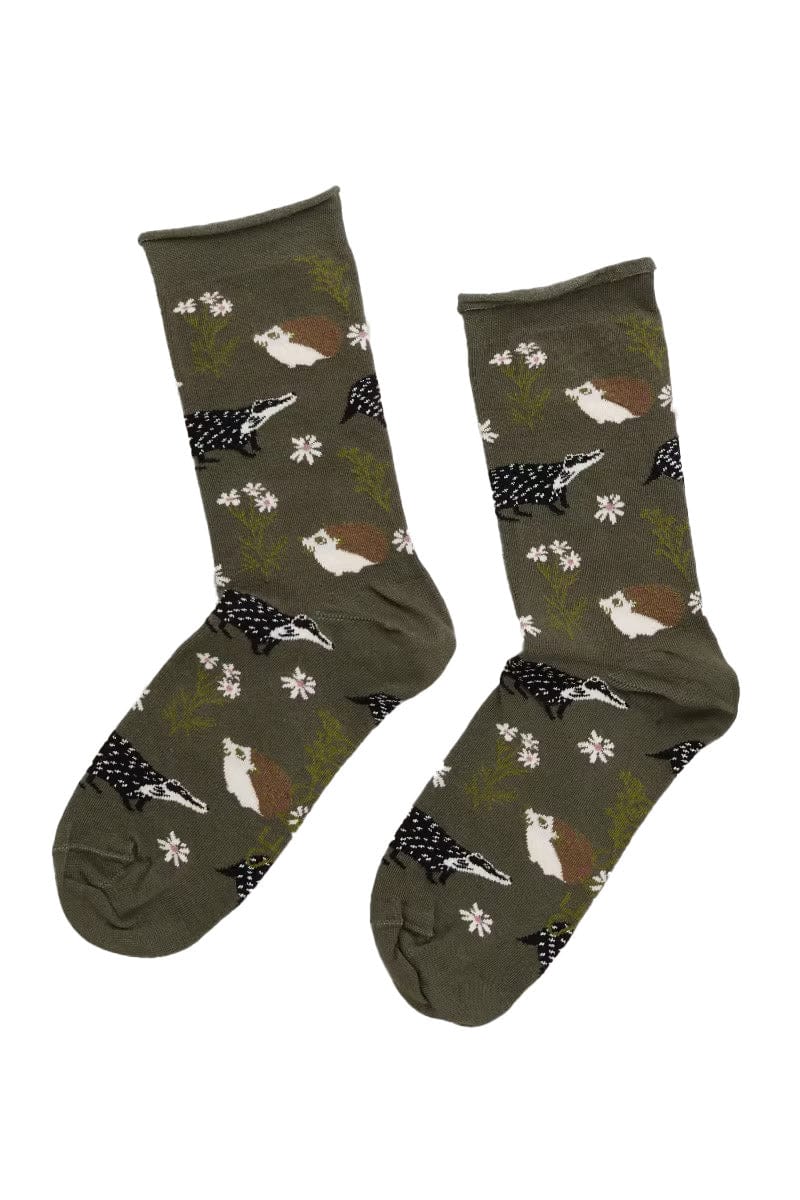 Womens Organic Cotton Arty Socks - Woodland Floor Highland